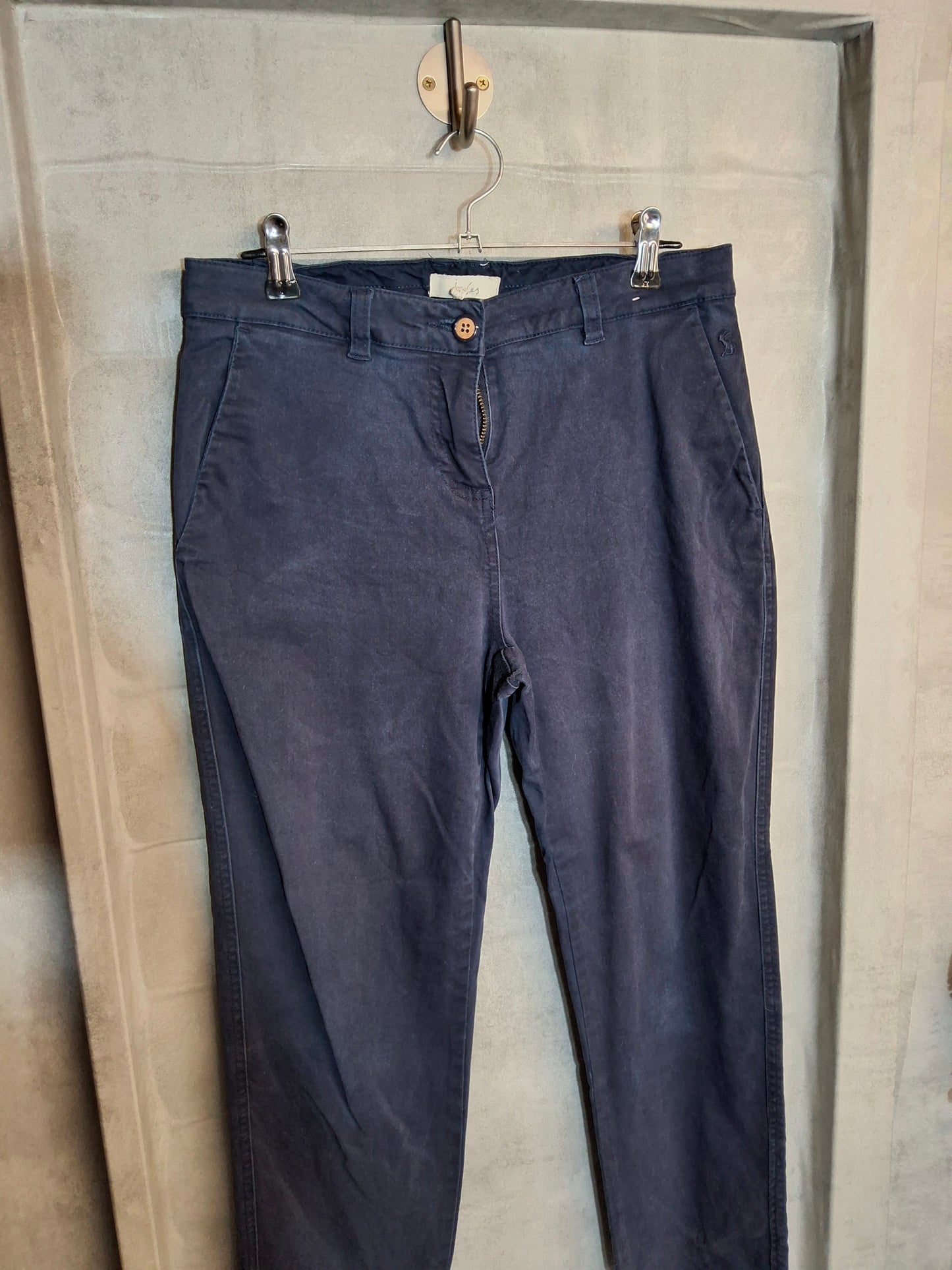 Joules Navy Cropped Chino Trousers ā Size 10 ā Cotton Modal Blend with Pockets