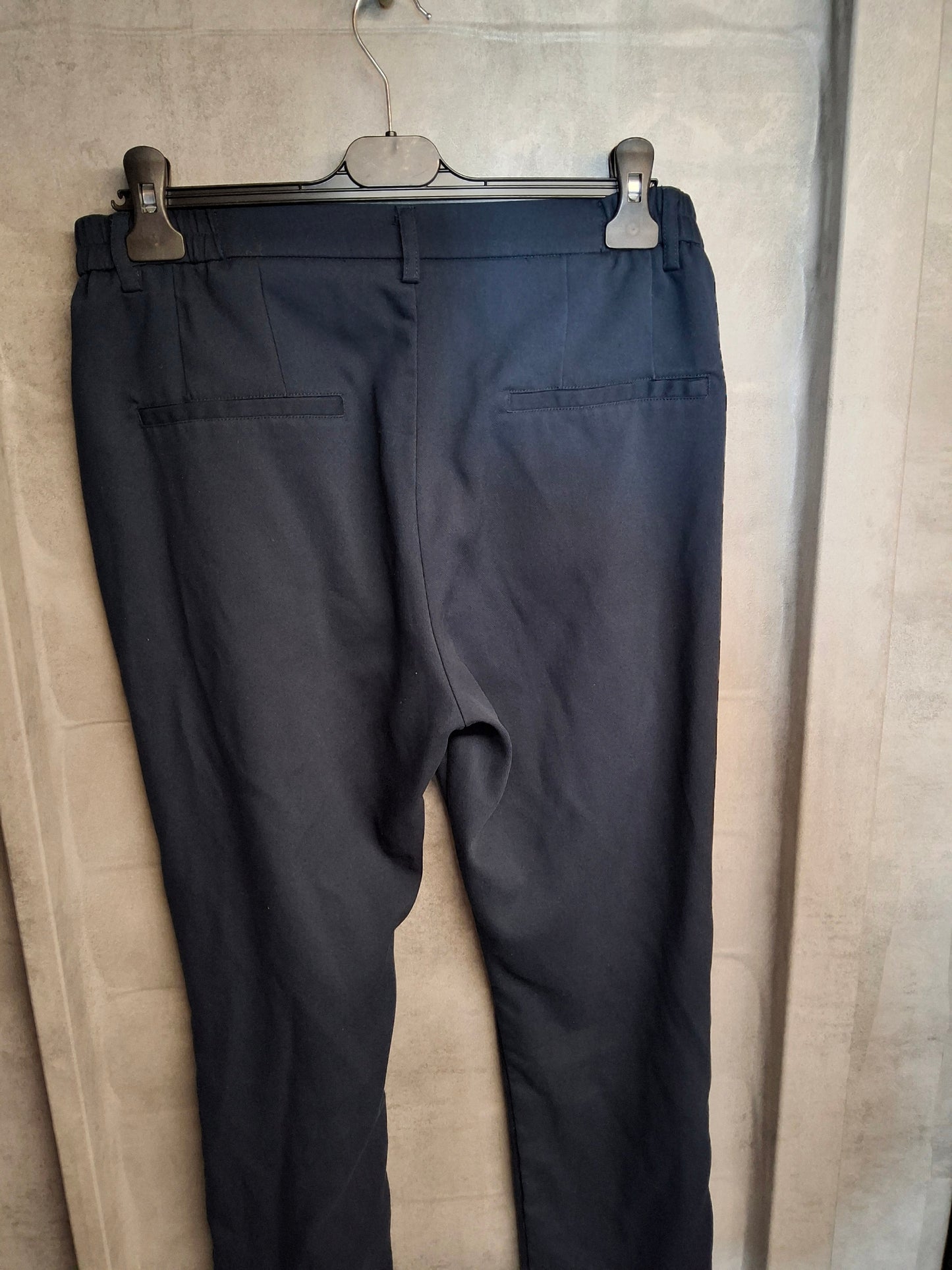 Cotton Traders Navy Straight Leg Trousers ā Size 12 ā Elasticated Sides ā Polyester Viscose