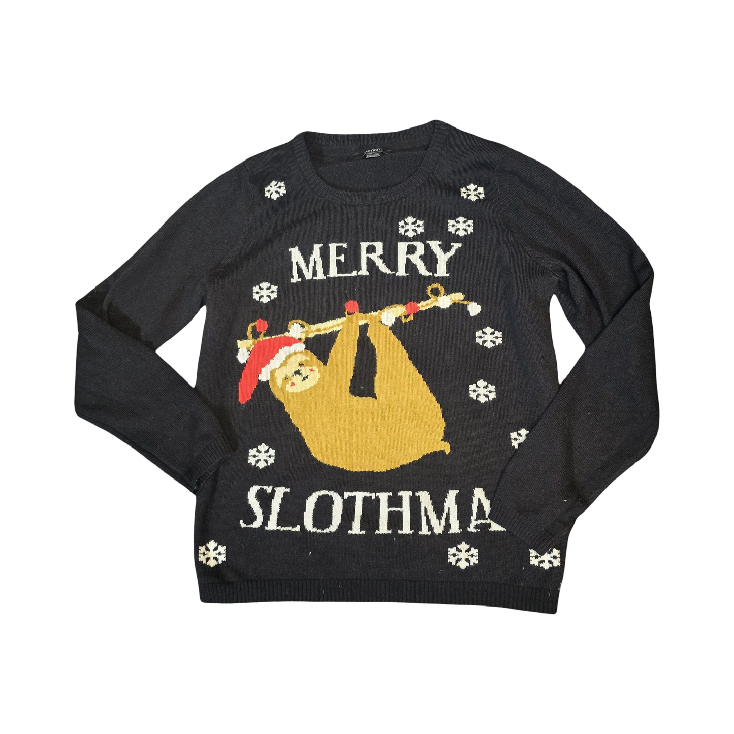 Esmara Black “Merry Slothmas” Xmas Jumper – Size 12/14 – Festive & Funny✨
