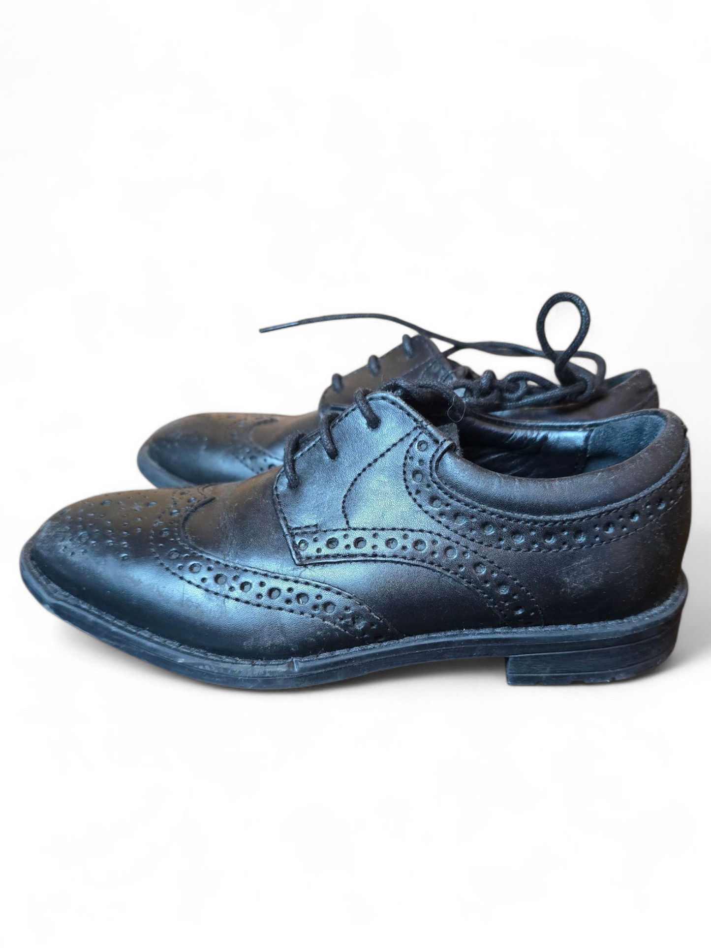Next Girls Black Lace-Up School Shoes Size 10 – Classic Style, Minor Scuffs, Everyday Uniform