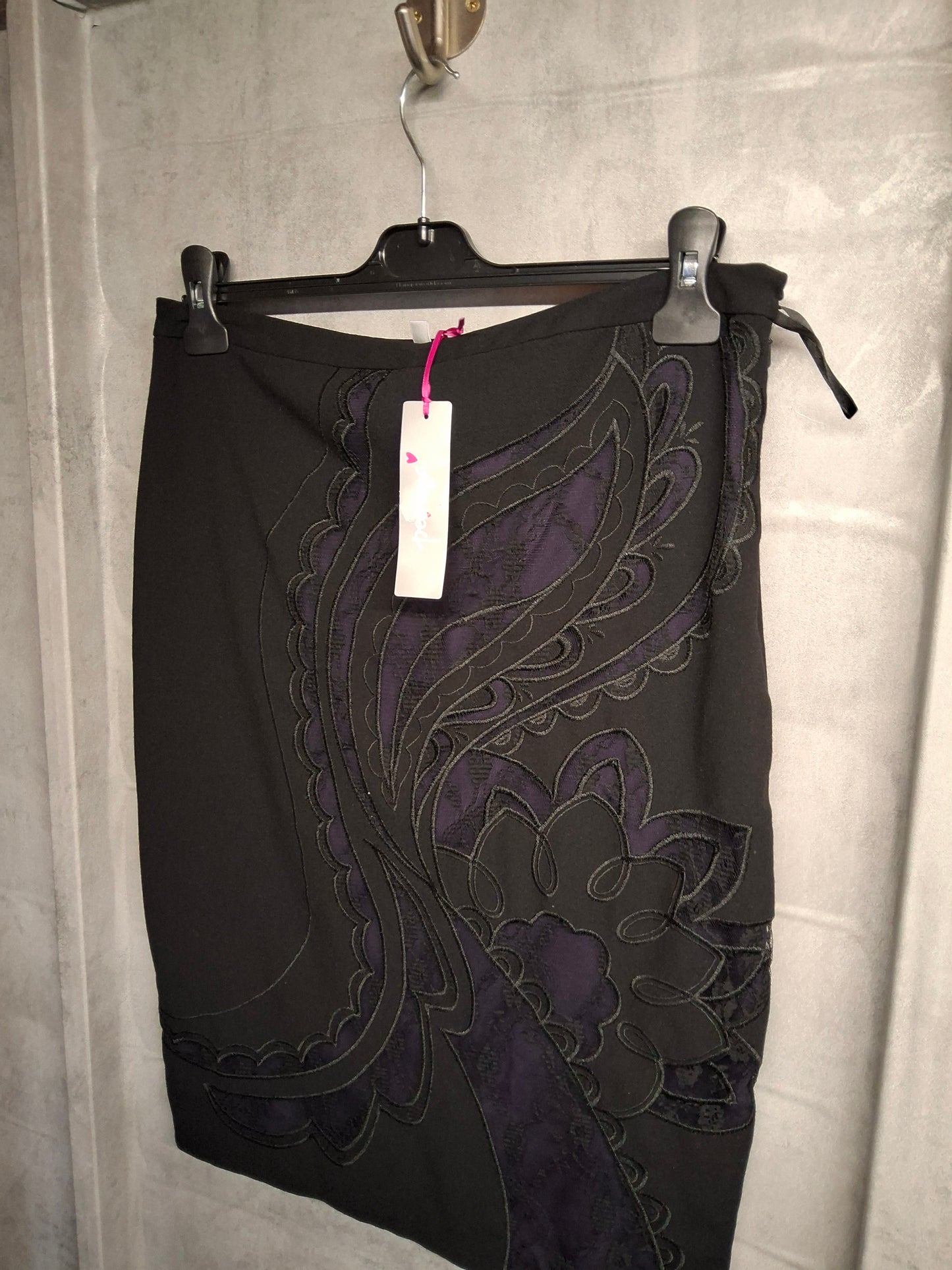 Per Una Black & Purple Lace A-Line Skirt ā Size 12 ā NWT RRP Ā£45