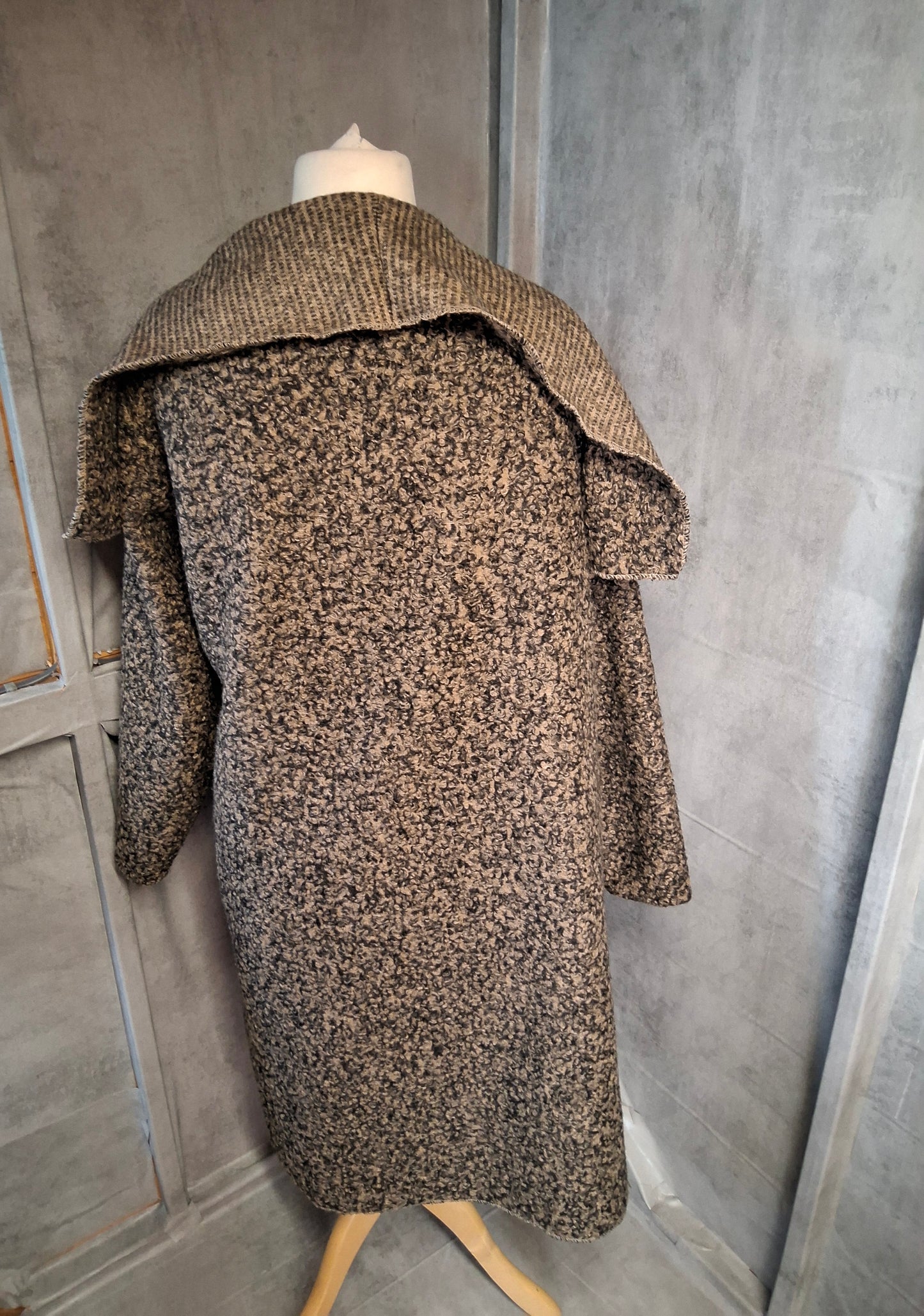 Made in Italy Diverse Brown & Black Knit Open Midi Wrap Cardigan Coat â One Size