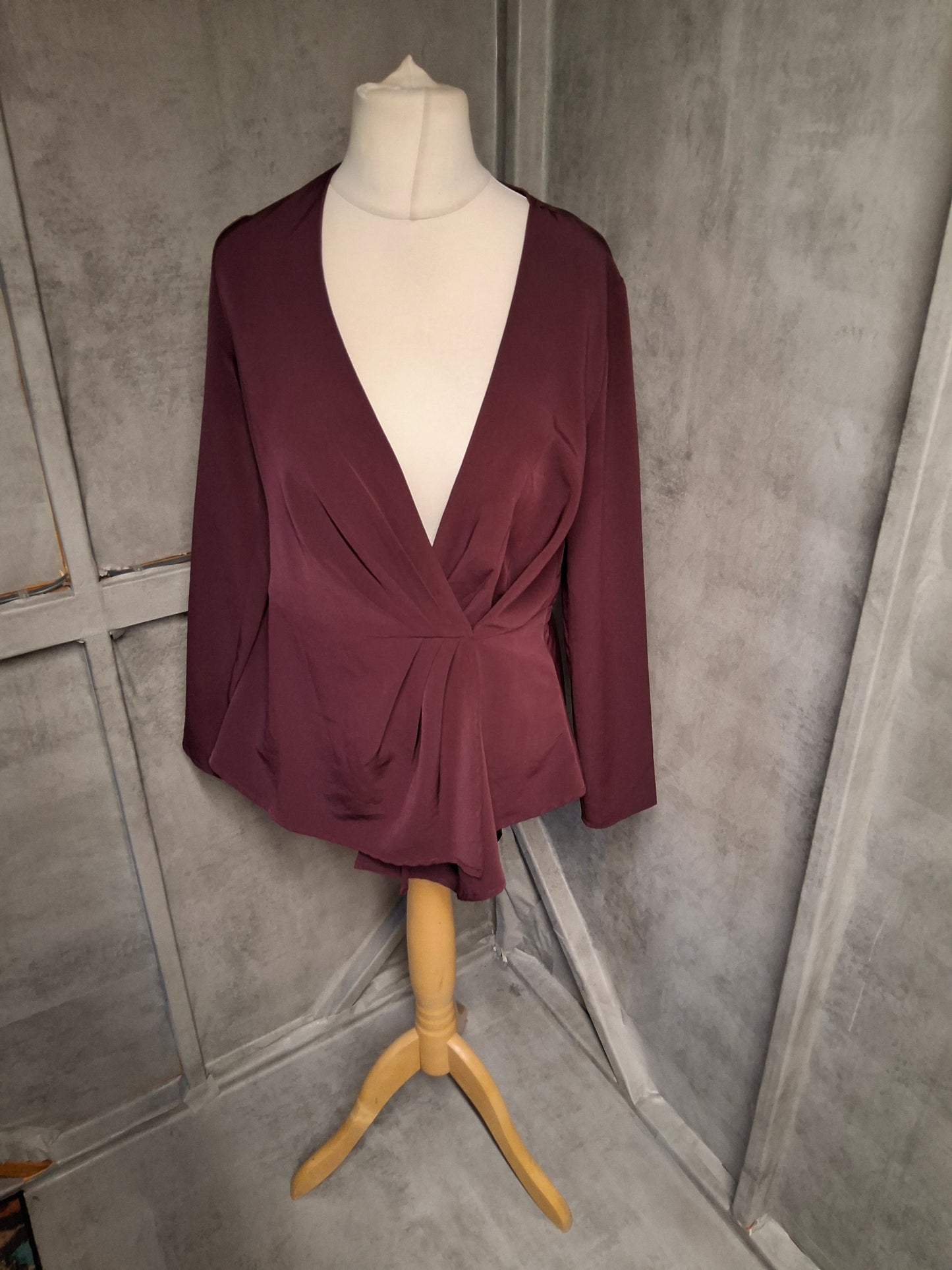 Very Purple Wrap Blouse – Size 10 – V-Neck Long Sleeve Smart Casual Top