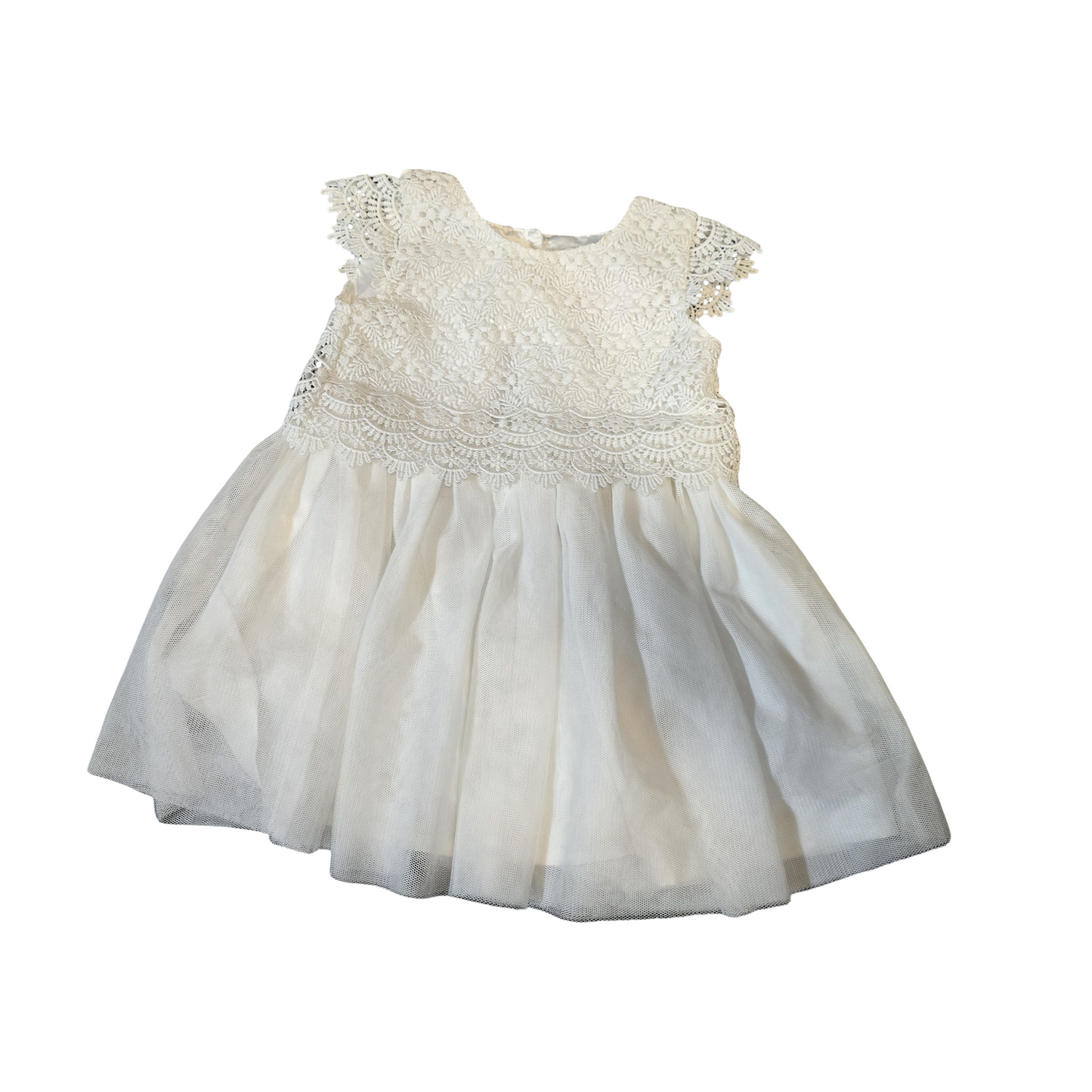 Primark White Lace & Tulle Dress – Girls 6–9 Months – Polyester