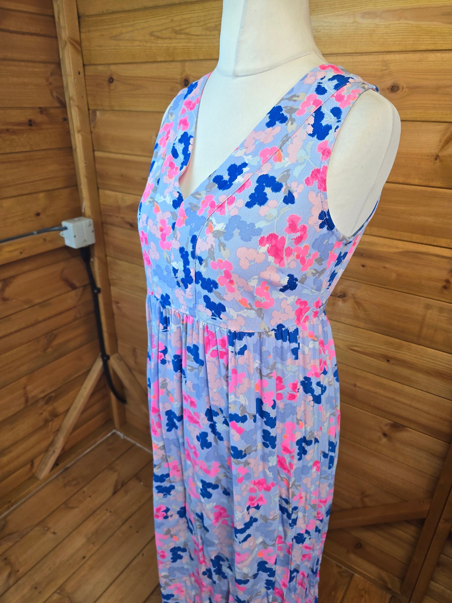 Joules Blue Pink Floral Maxi Dress ā Size 12 ā Viscose š