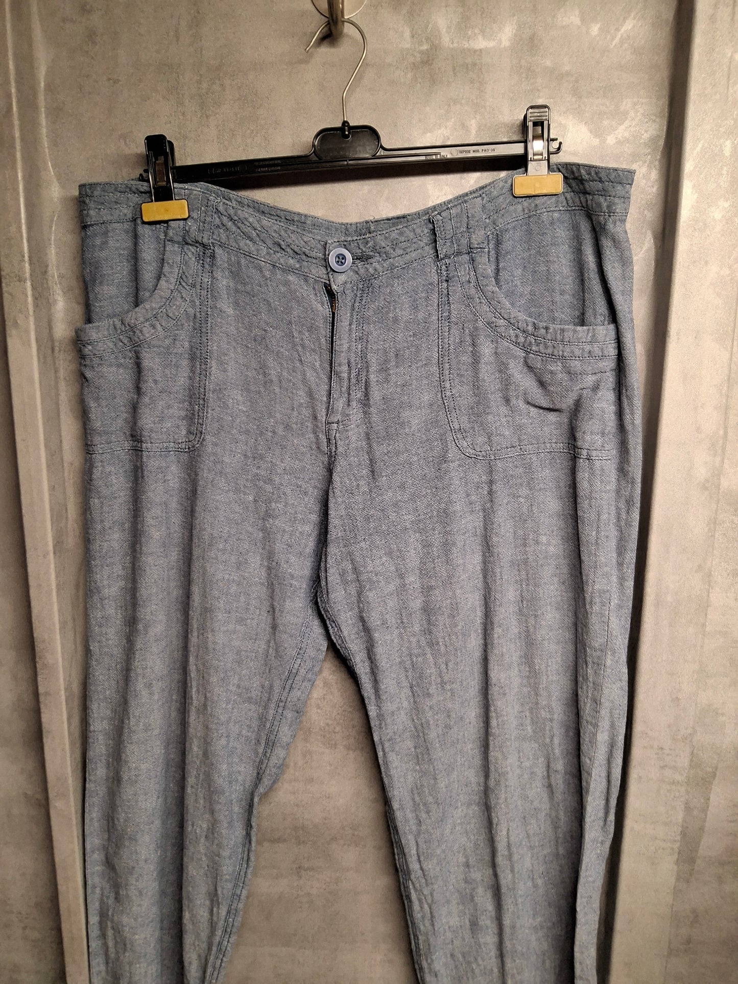 Tu Light Blue Linen Blend Bootcut Trousers – Size 16 Short – Relaxed Summer Vibes