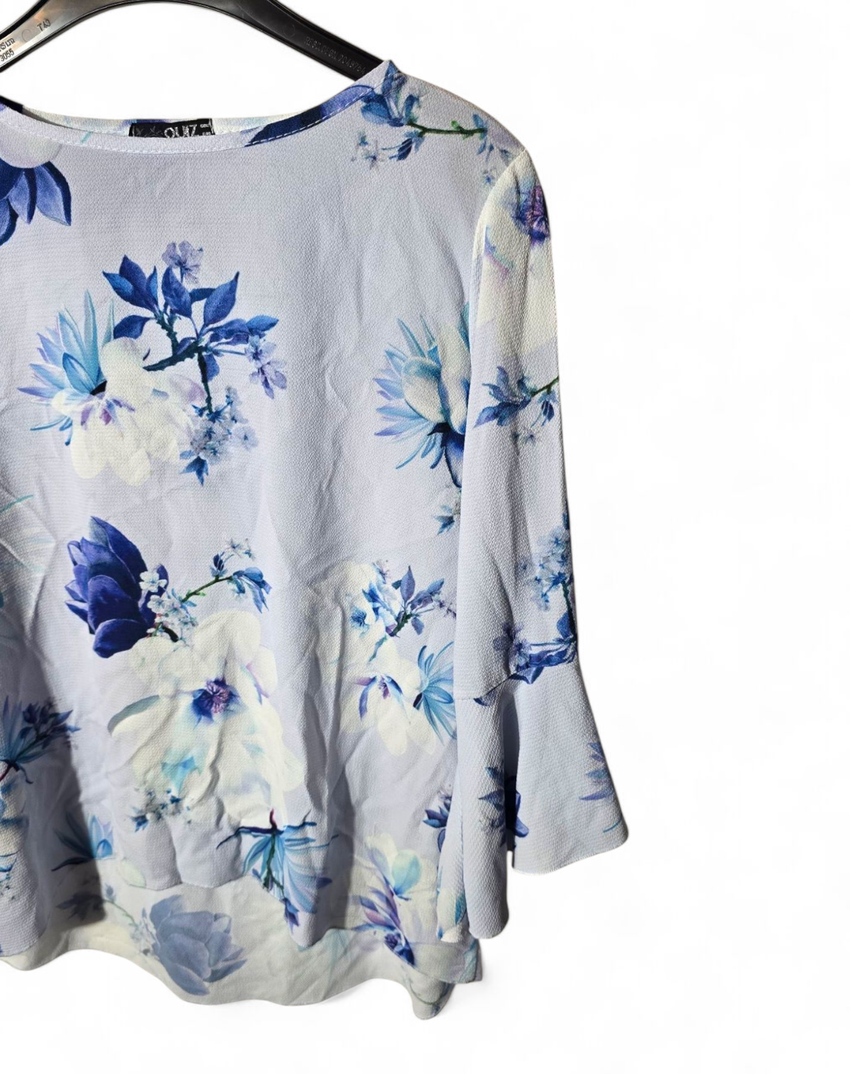 Quiz light blue floral 3/4 sleeve top size 12