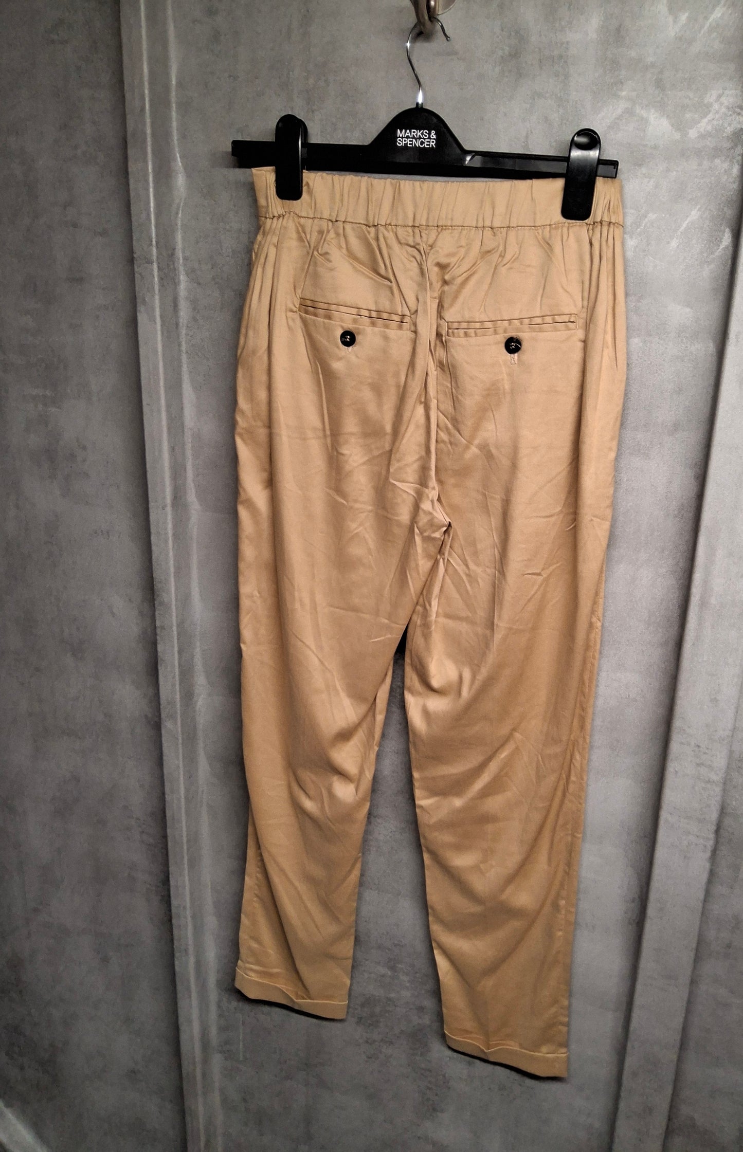 Vila Neutral Tapered Lyocell Trousers | Size 8