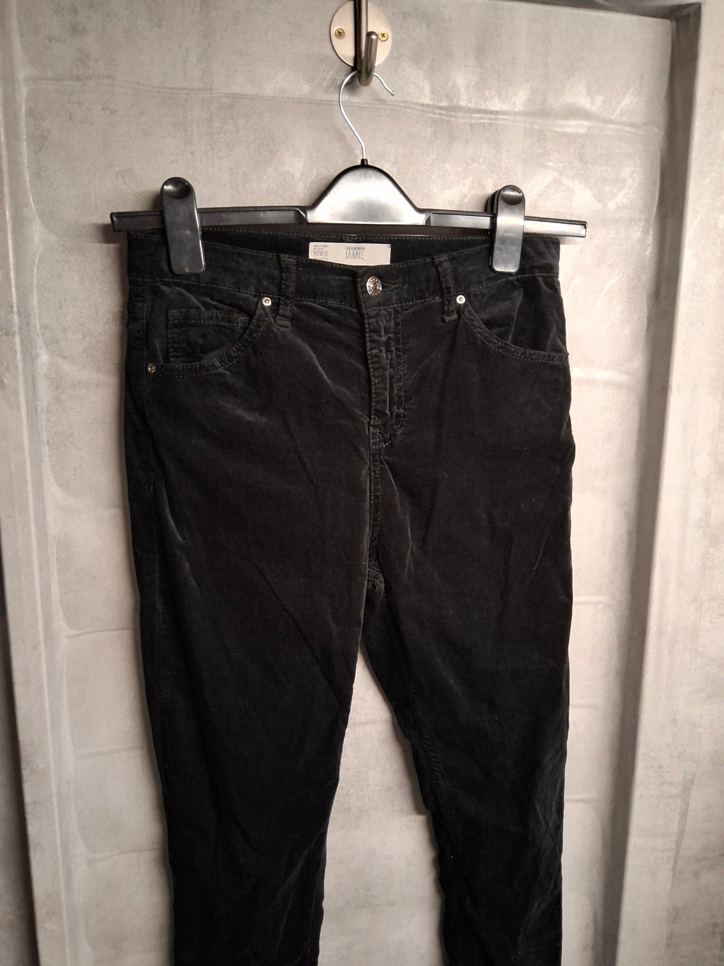 Topshop Moto Jamie Velvet Black Skinny Trousers – High Waist – W28 L32 (UK size 10)