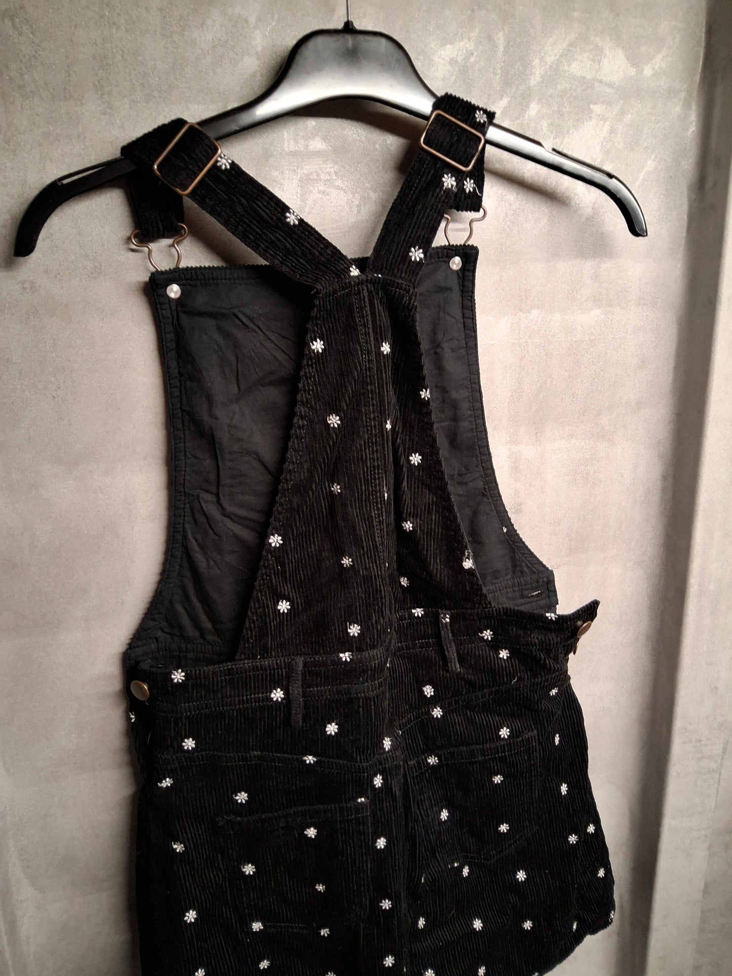 M&S Girls Black & White Cord Pinafore Dress – Age 11-12 Years – 100% Cotton