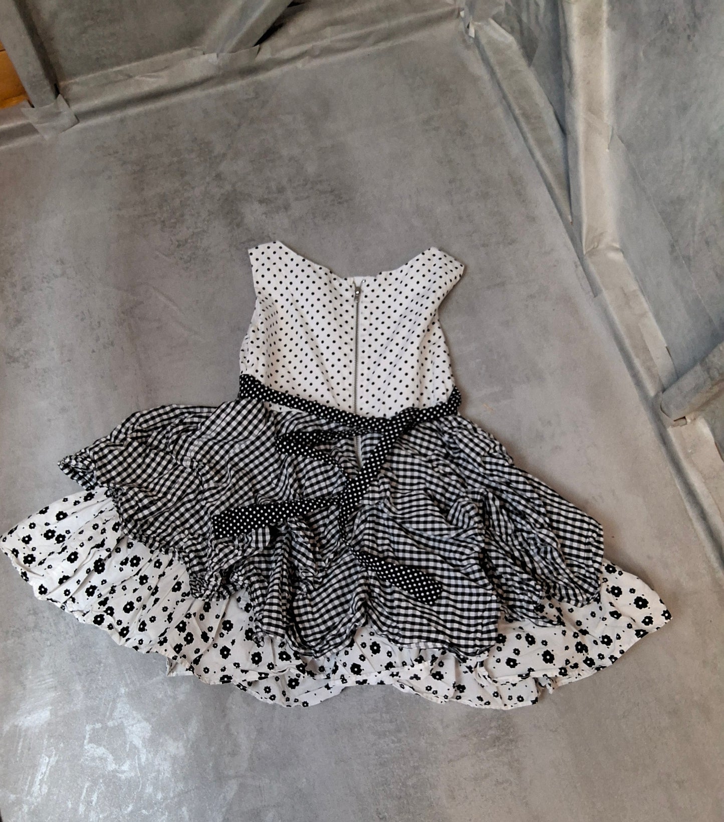 Kate Mack Girls Dress Age 5 β Cotton Polka Dot Gingham Tiered Style