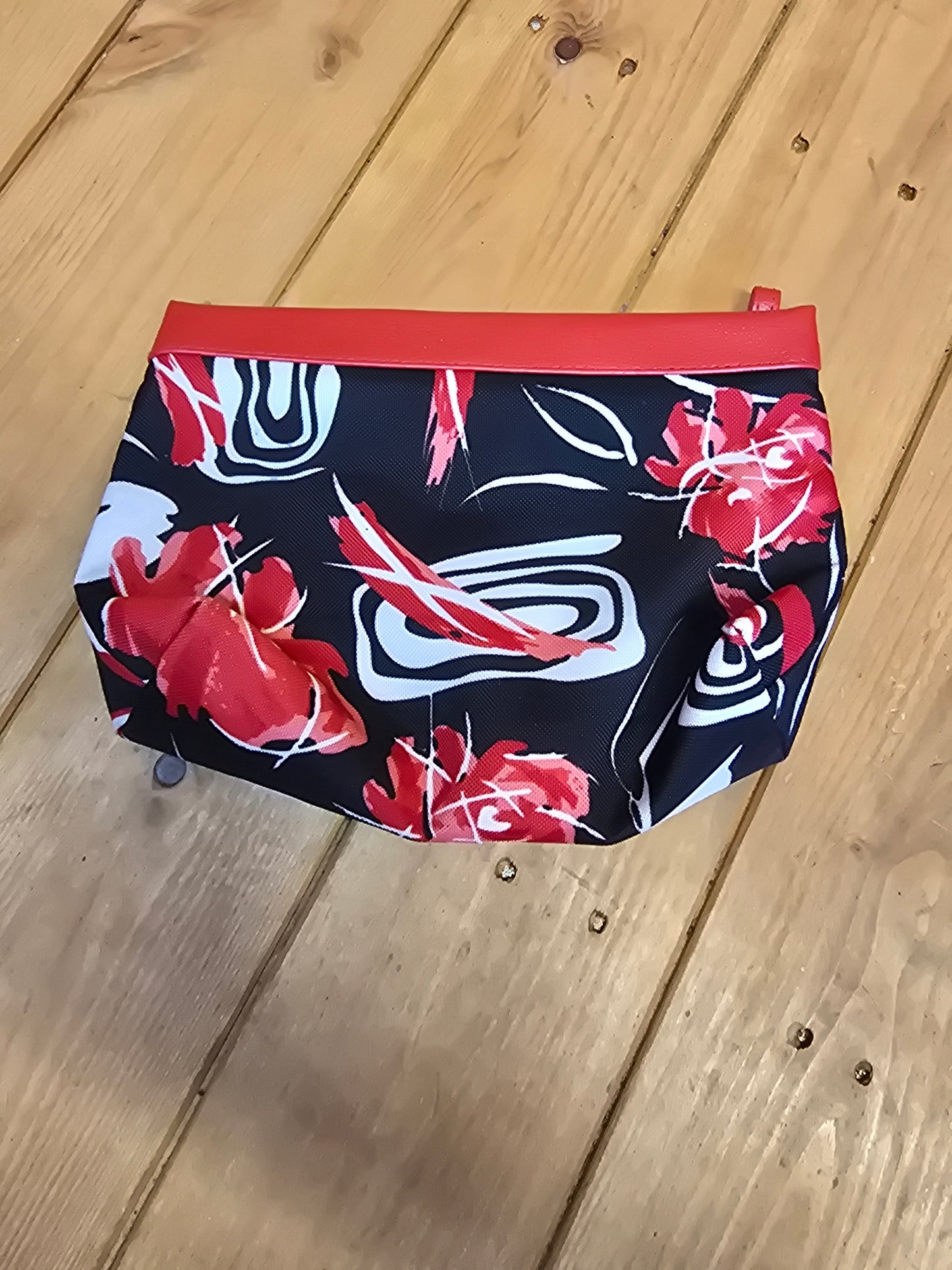 Lancôme black & red floral make up bag
