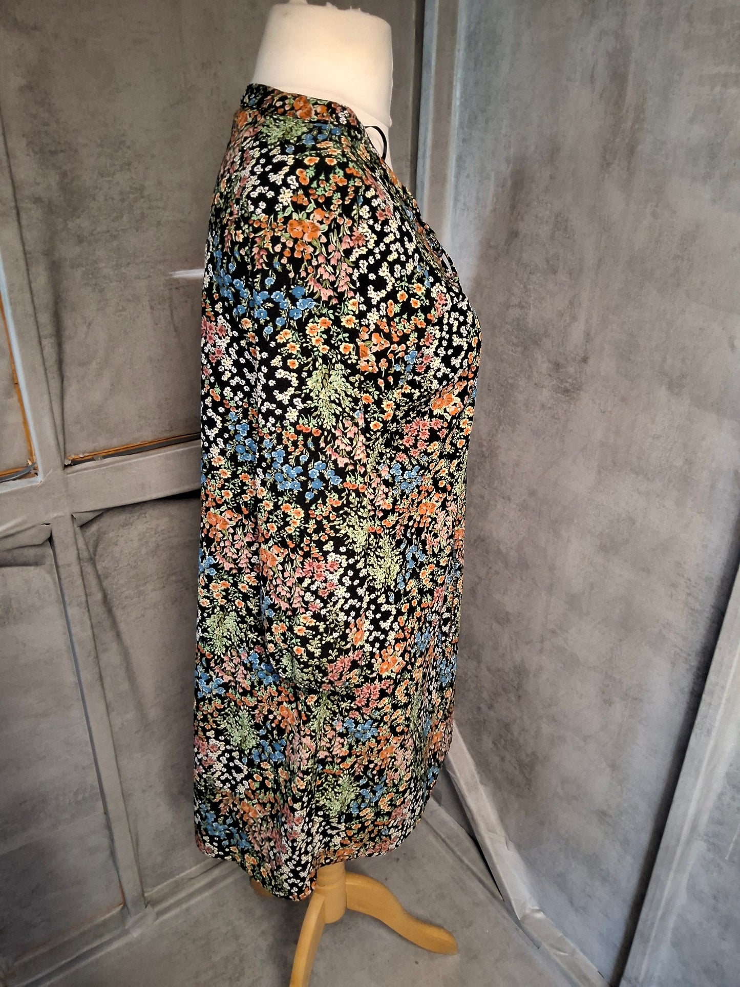 Matalan Multicoloured Floral Tunic Dress with Tie Neck β Size S (UK size 8/10)