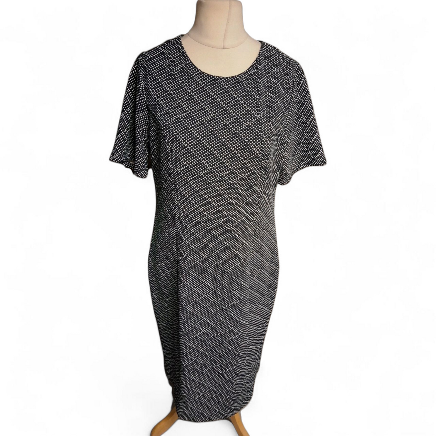 Van Heusen Navy & White Polka Dot Dress – Size 14 – Classic A-Line