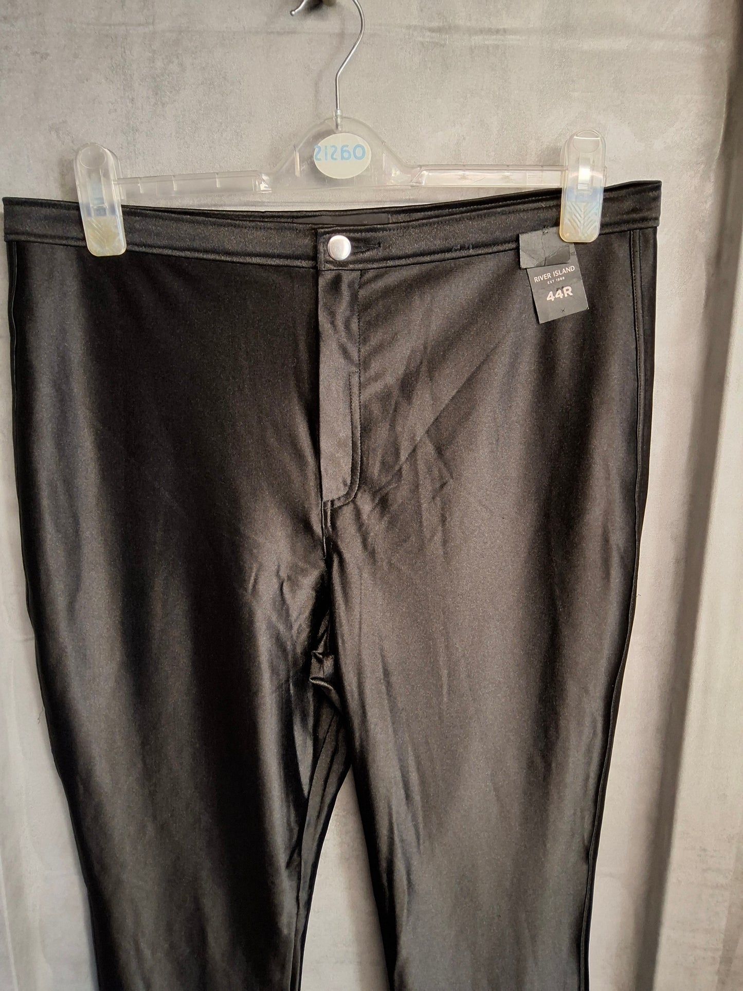 River Island Black Shiny Skinny Jeggings – Size 18 Reg – High Waist – NWT