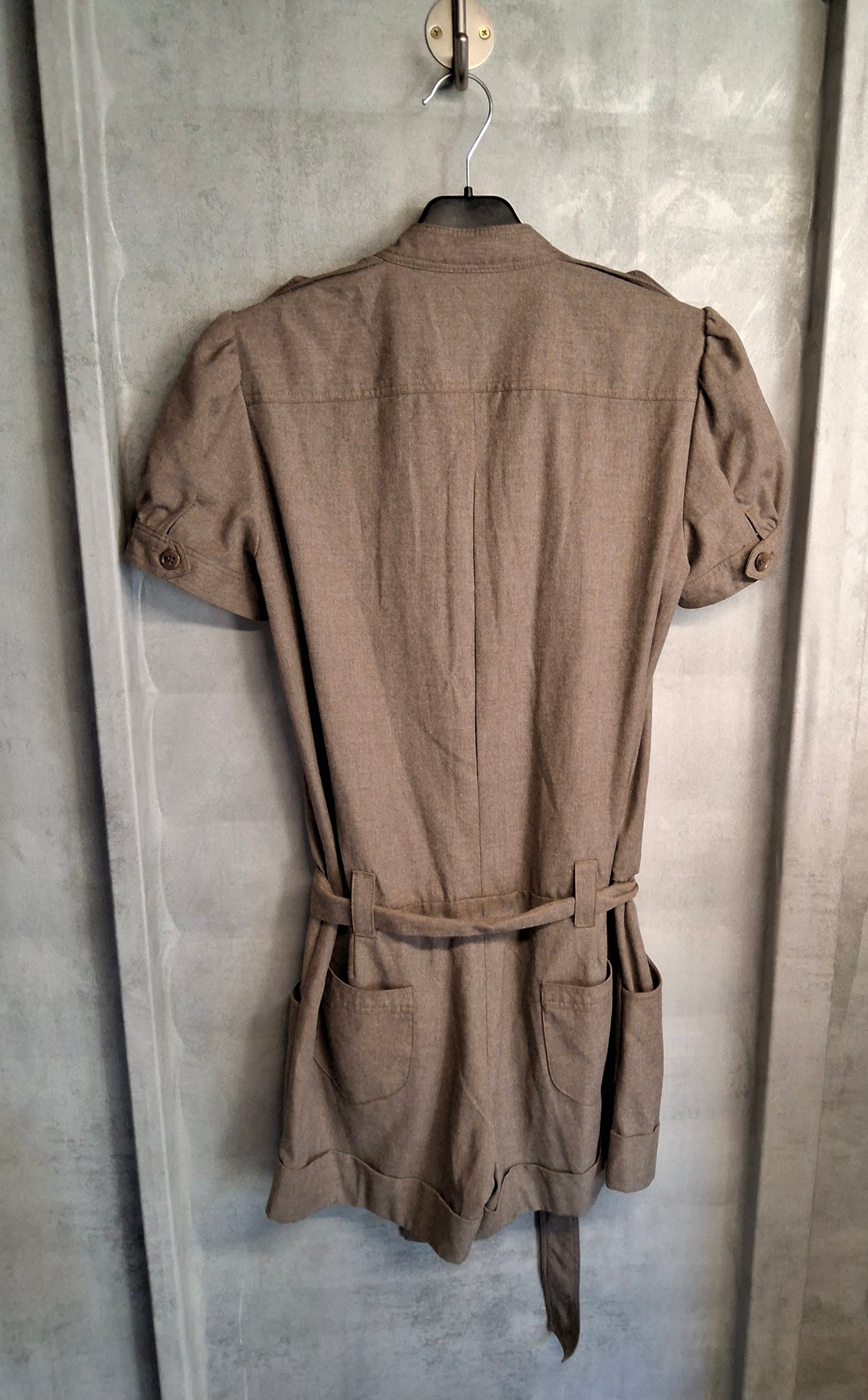 Topshop Light Brown Playsuit – Size 10 – Pockets & Belted Waist