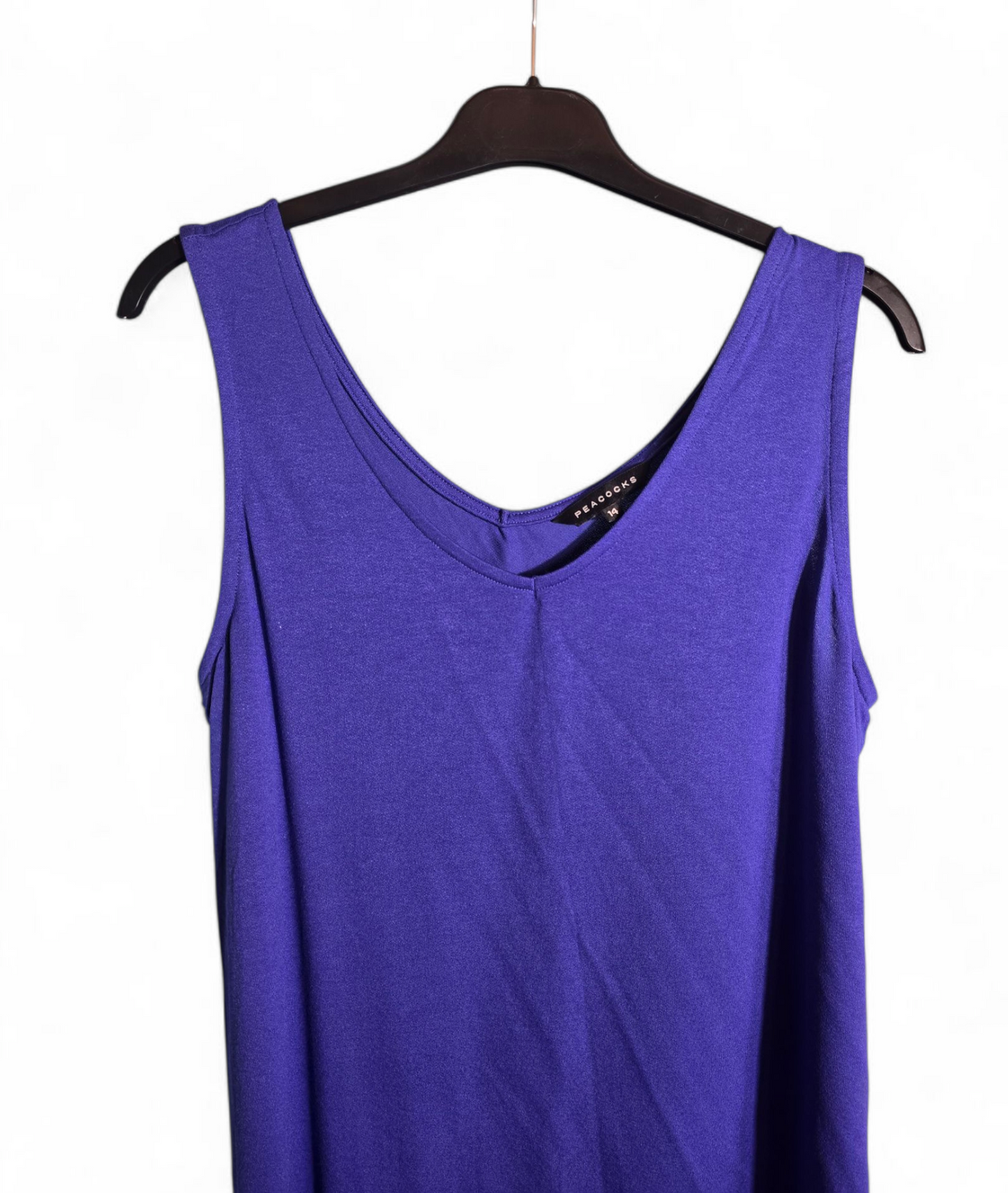 Peacocks Blue/Purple Sleeveless Vest Top – Size 14, Stretchy, Viscose, V Neck