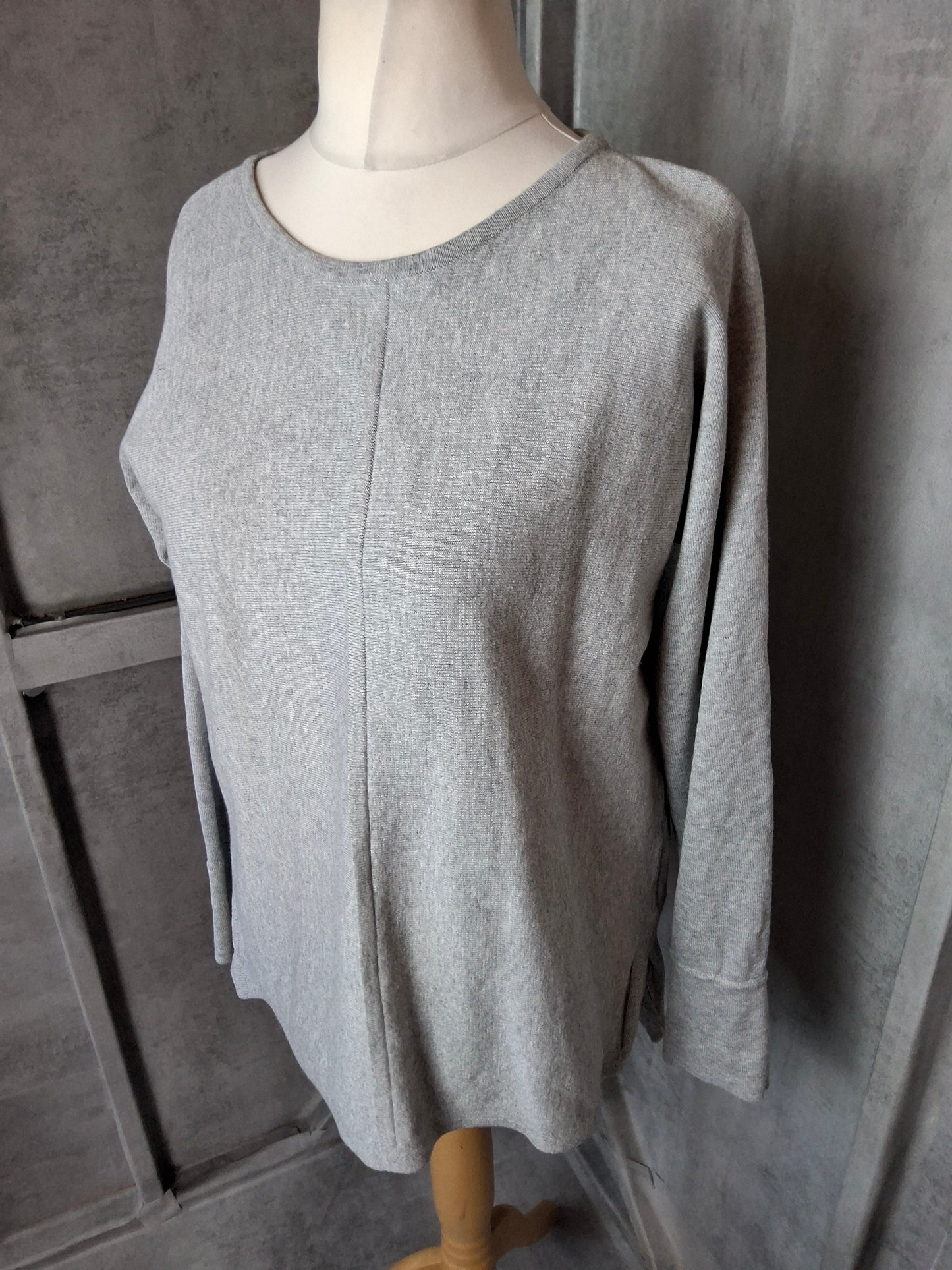 White Stuff Grey Jumper UK size 14 – Soft, Slouchy & Side-Slit Chic