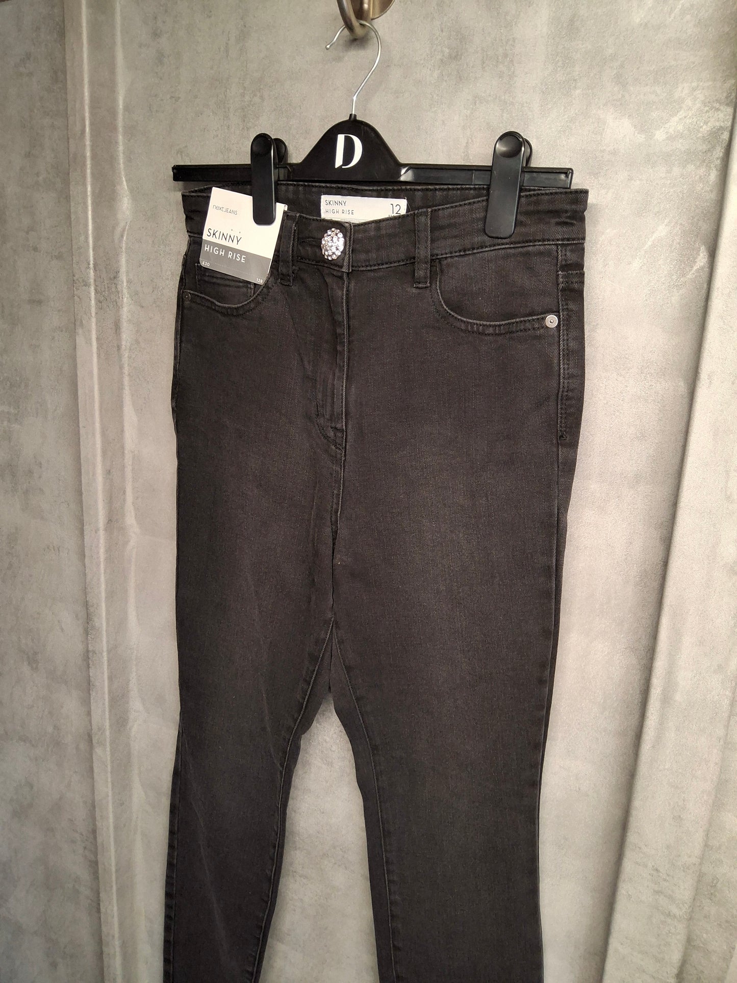 Next Black Skinny High Rise Jeans – Size 12 Regular – NWT RRP £30