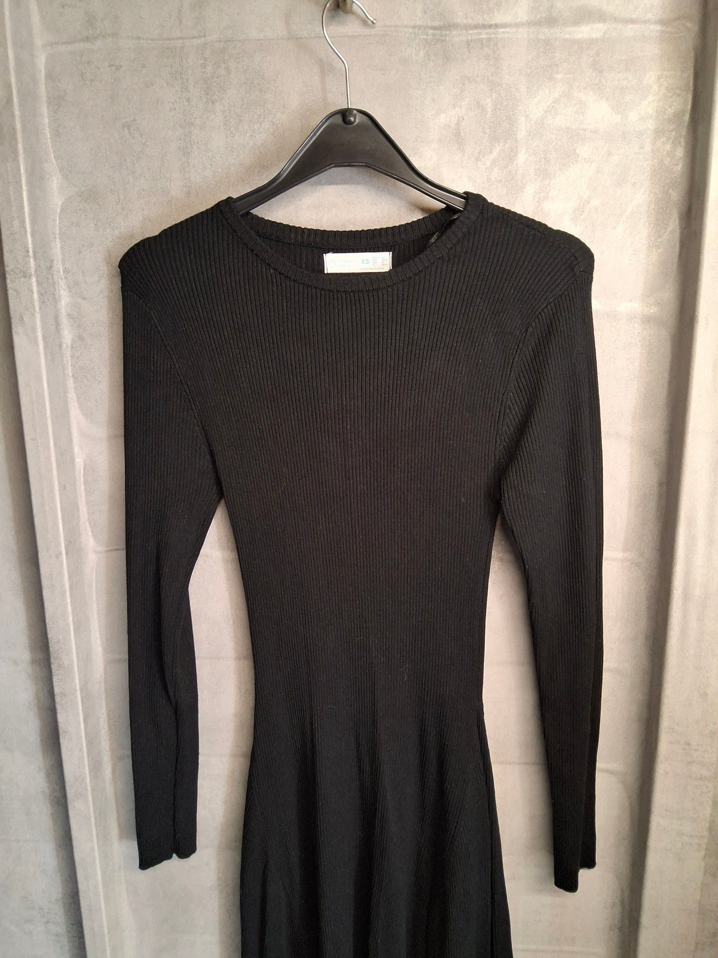 Primark Black Ribbed Jumper Dress â Flared Bodycon Style â Size 6/8