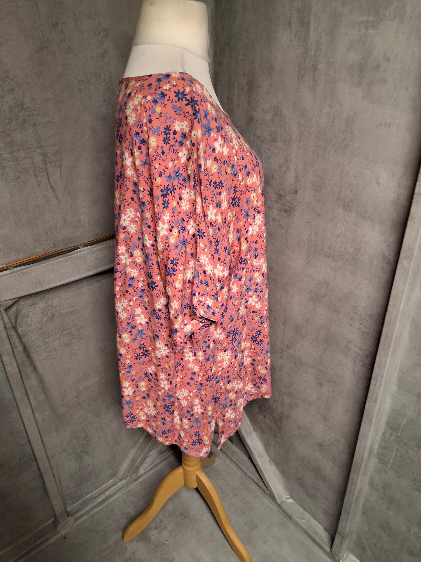 Sugar Crisp Pink Floral Cotton Tunic Top – Size XL (UK size 18/20)