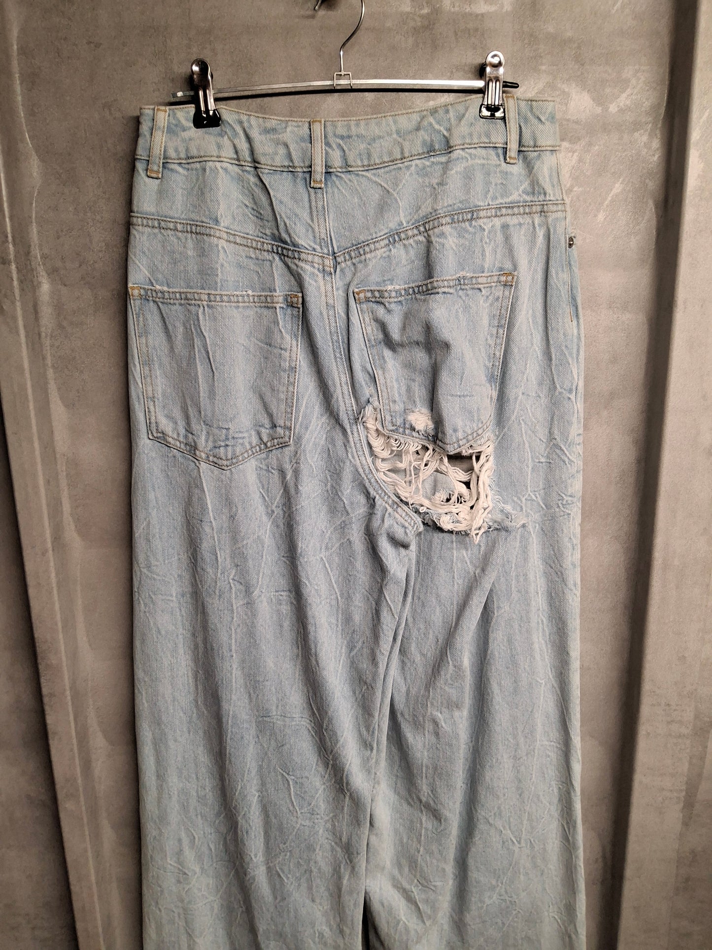 ASOS Light Blue Distressed Wide-Leg Jeans – Size 6/8 – 90s Grunge Cool