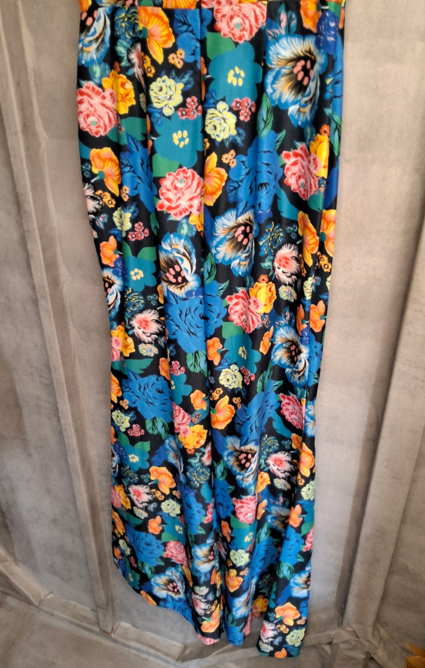 Topshop Bold Floral Strapless Jumpsuit – Size 8, Corset Top, Flared Leg with Front Slit