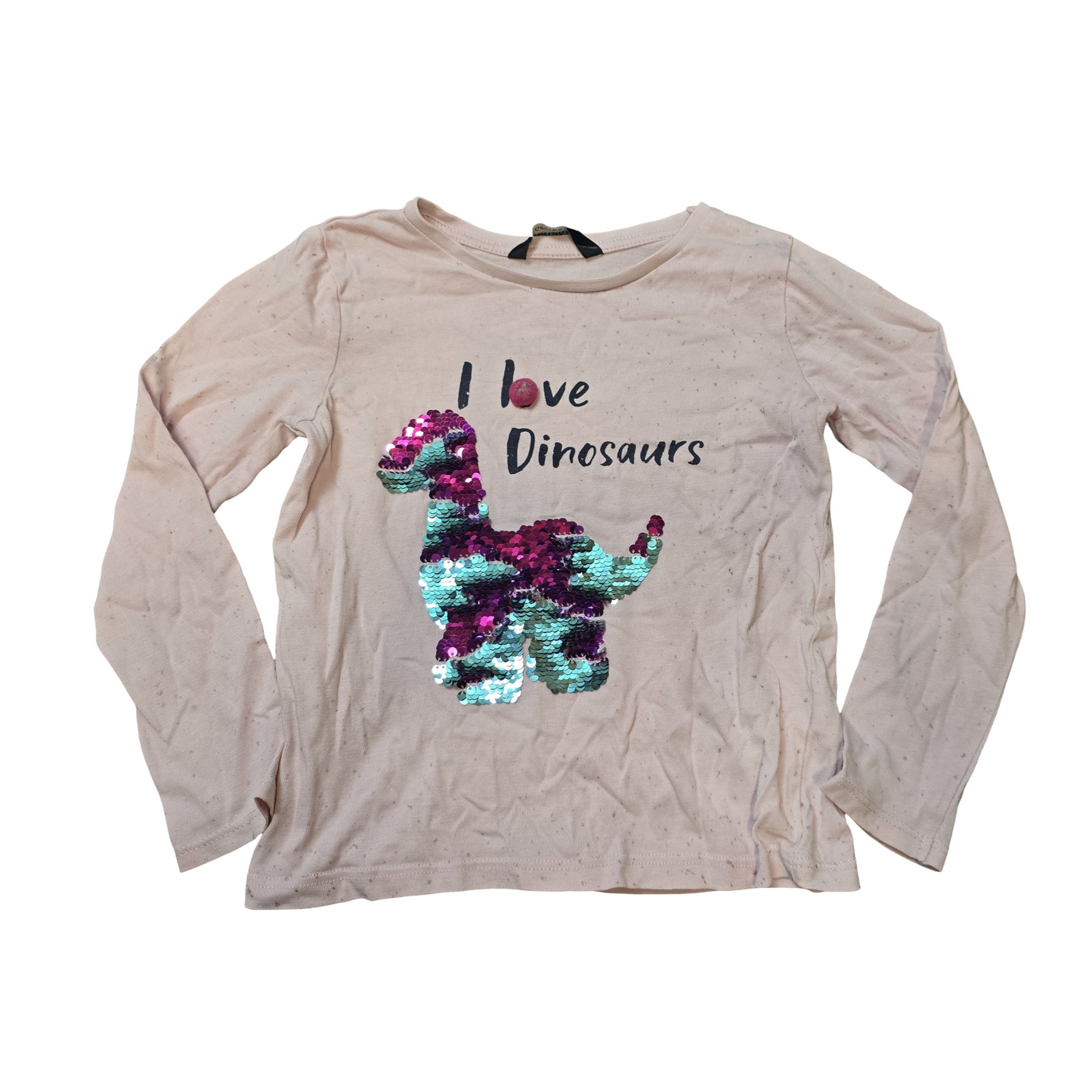 George Girls Pink Sequin Dinosaur T-Shirt – Age 5–6 Years – 100% Cotton