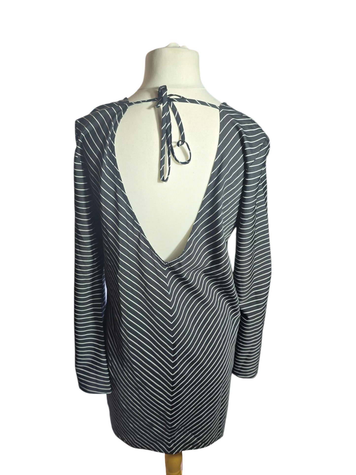Noisy May Flared Sleeve Tunic Dress | Open Back with Tie | Lightweight | Size 12/14 | Knee Length