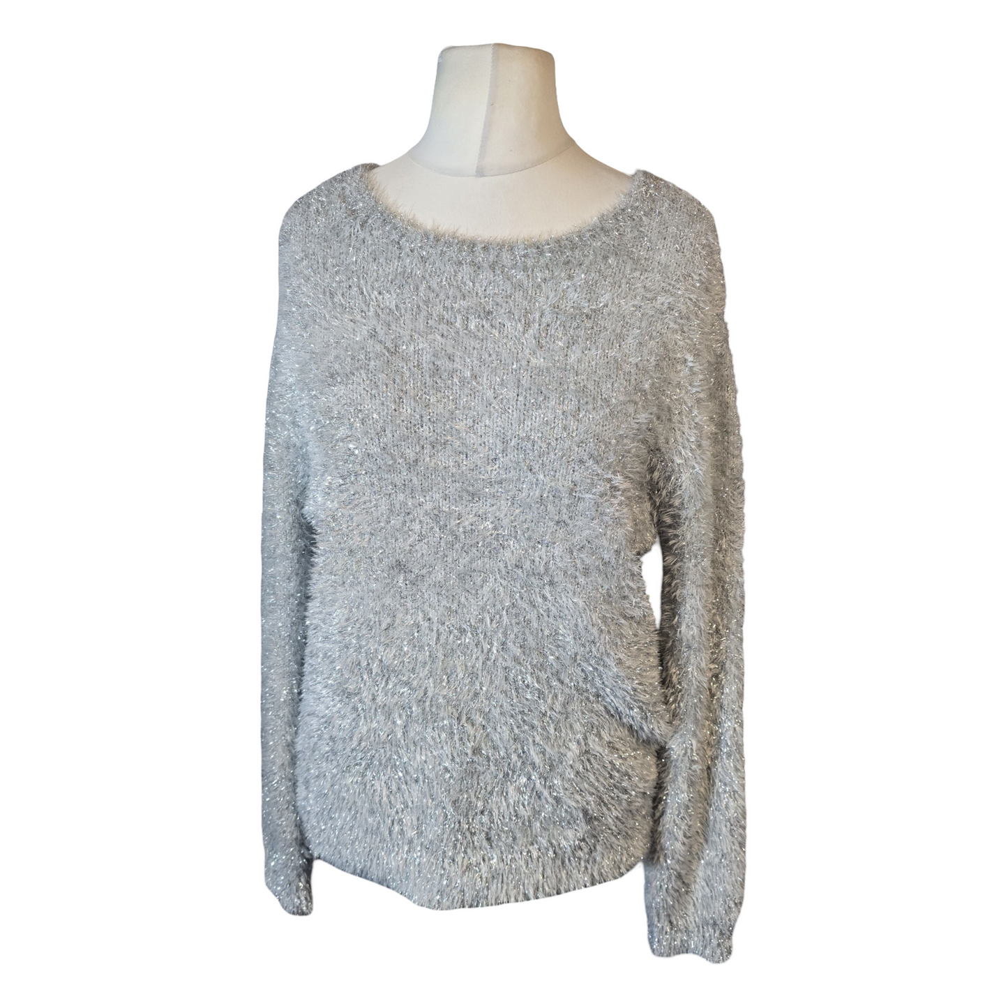 George Silver Fluffy Jumper – Size 10 – Soft, Sparkly & Cosy