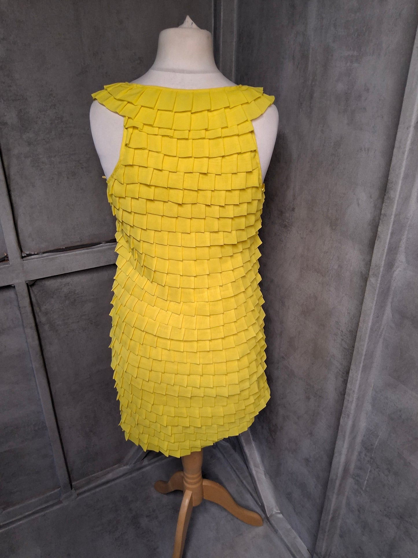 Next Yellow Textured A-Line Dress β Size 10 β Lined β Knee Length
