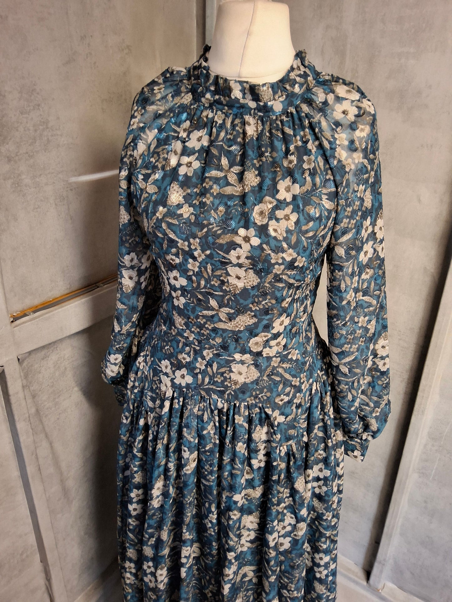 Coast Blue Floral Maxi Dress ā Size 10 ā Long Sleeve Dress šø