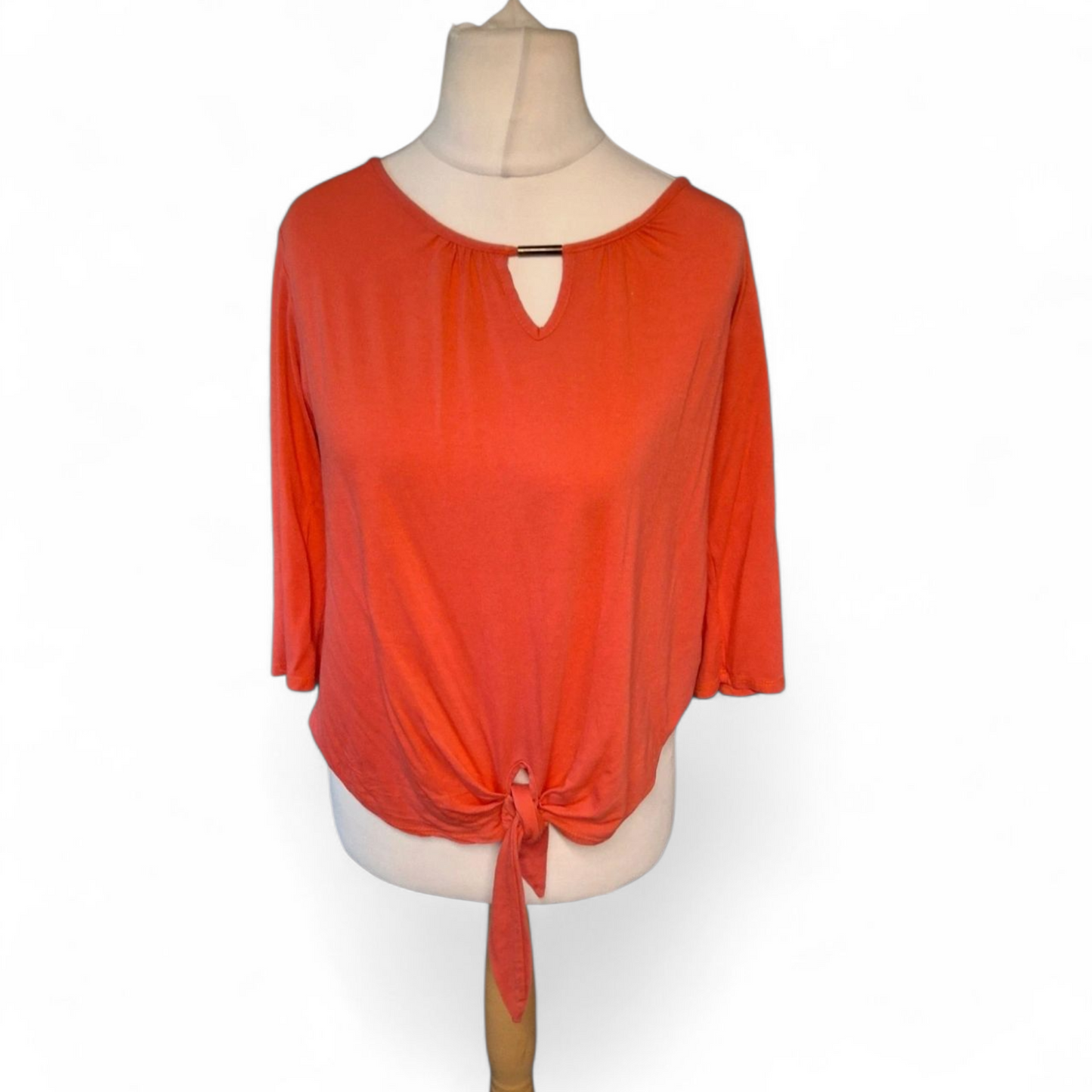Wallis Orange-Red Tie Front Top โ Size M (Fits size 10/12) โ Viscose