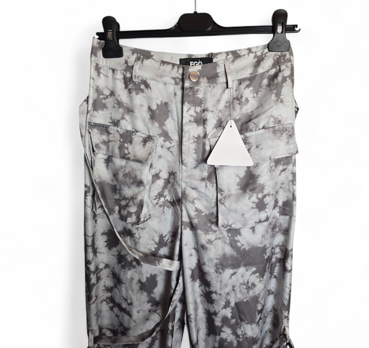 EGO grey tyedye high waisted skinny/flared leg cargo trousers size 6 New