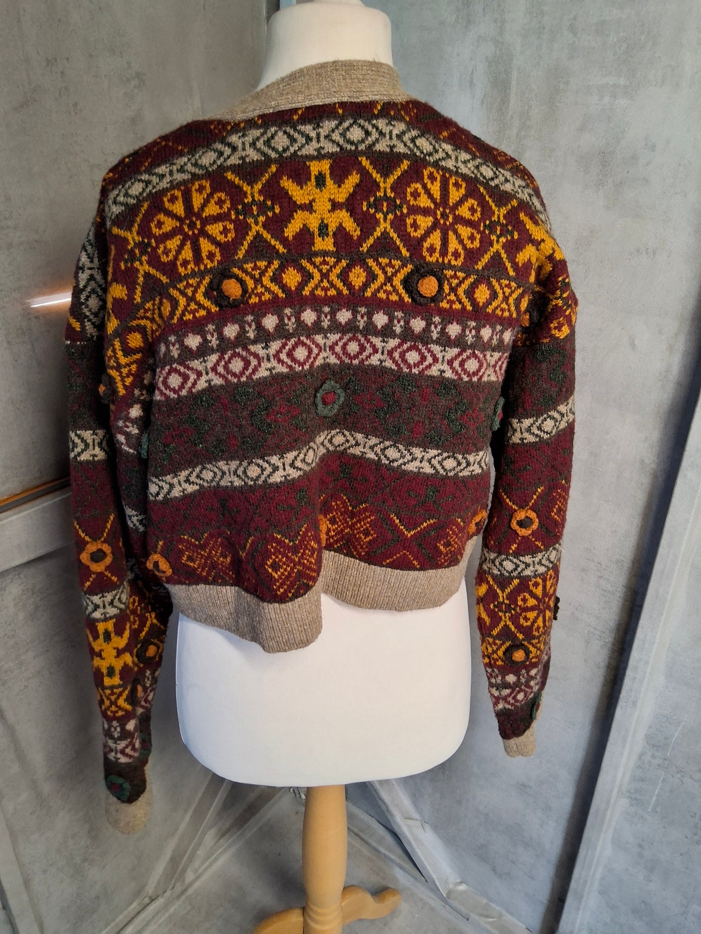 Zara Multicolour Fair Isle Knit Cropped Cardigan – Size M/L (UK size 10-14)