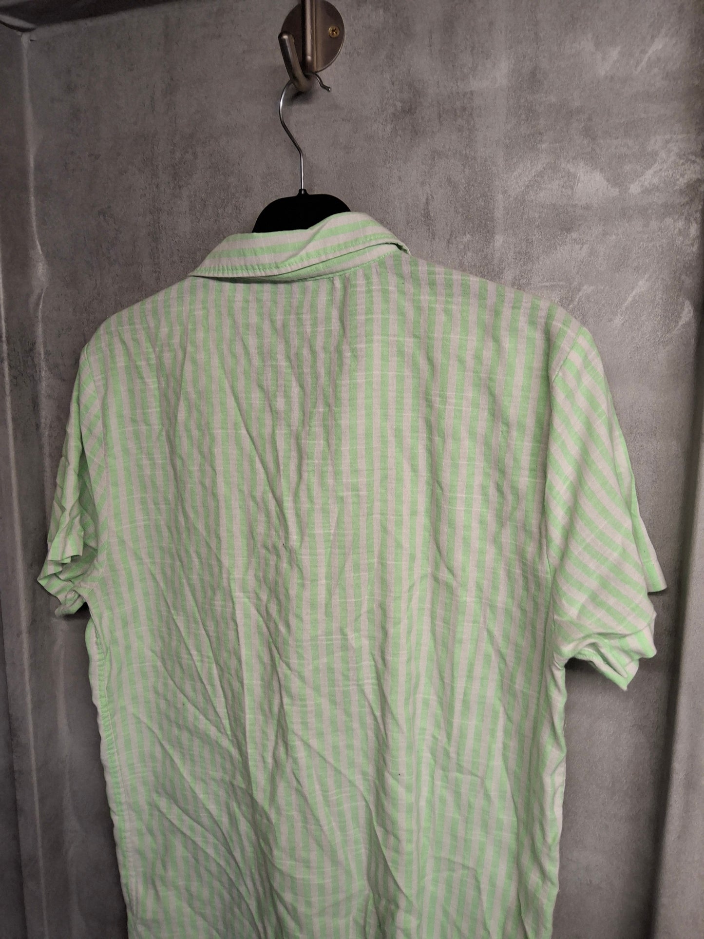 BoohooMAN Green & White Striped Shirt – Size L – Summer BBQ Vibes
