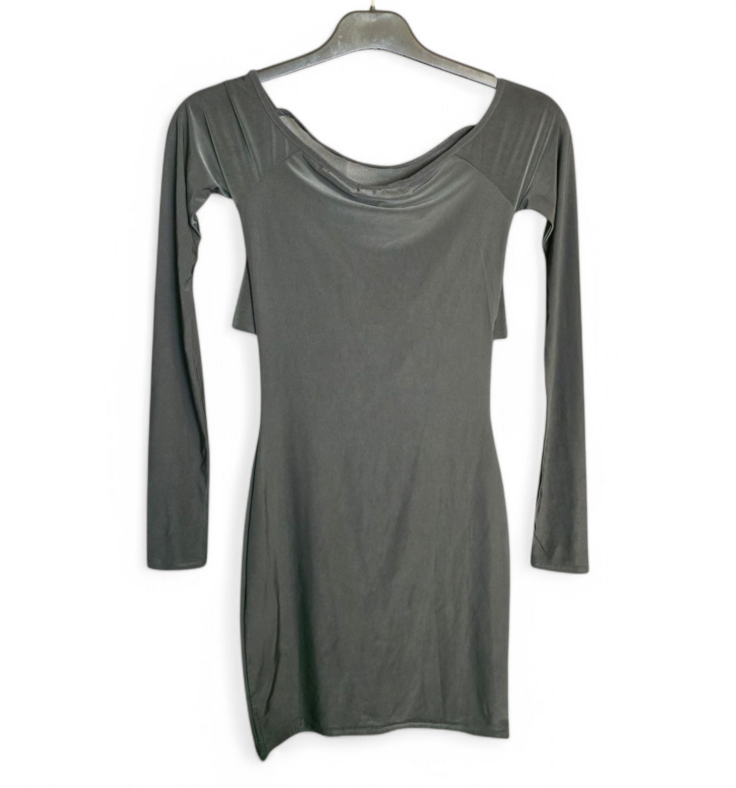 EGO black long sleeved knotted design front mini dress size 6 New
