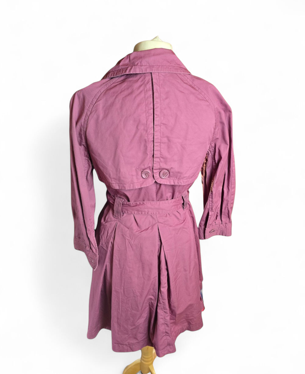 Topshop Dusky Pink Trench Coat Size 12 – Belted, Double Breasted, Long Sleeve, Lightweight