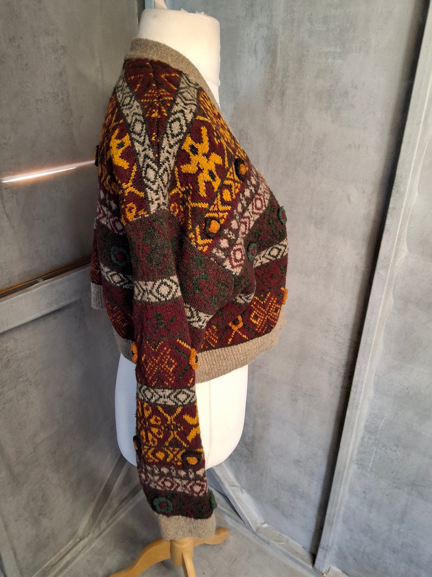 Zara Multicolour Fair Isle Knit Cropped Cardigan – Size M/L (UK size 10-14)