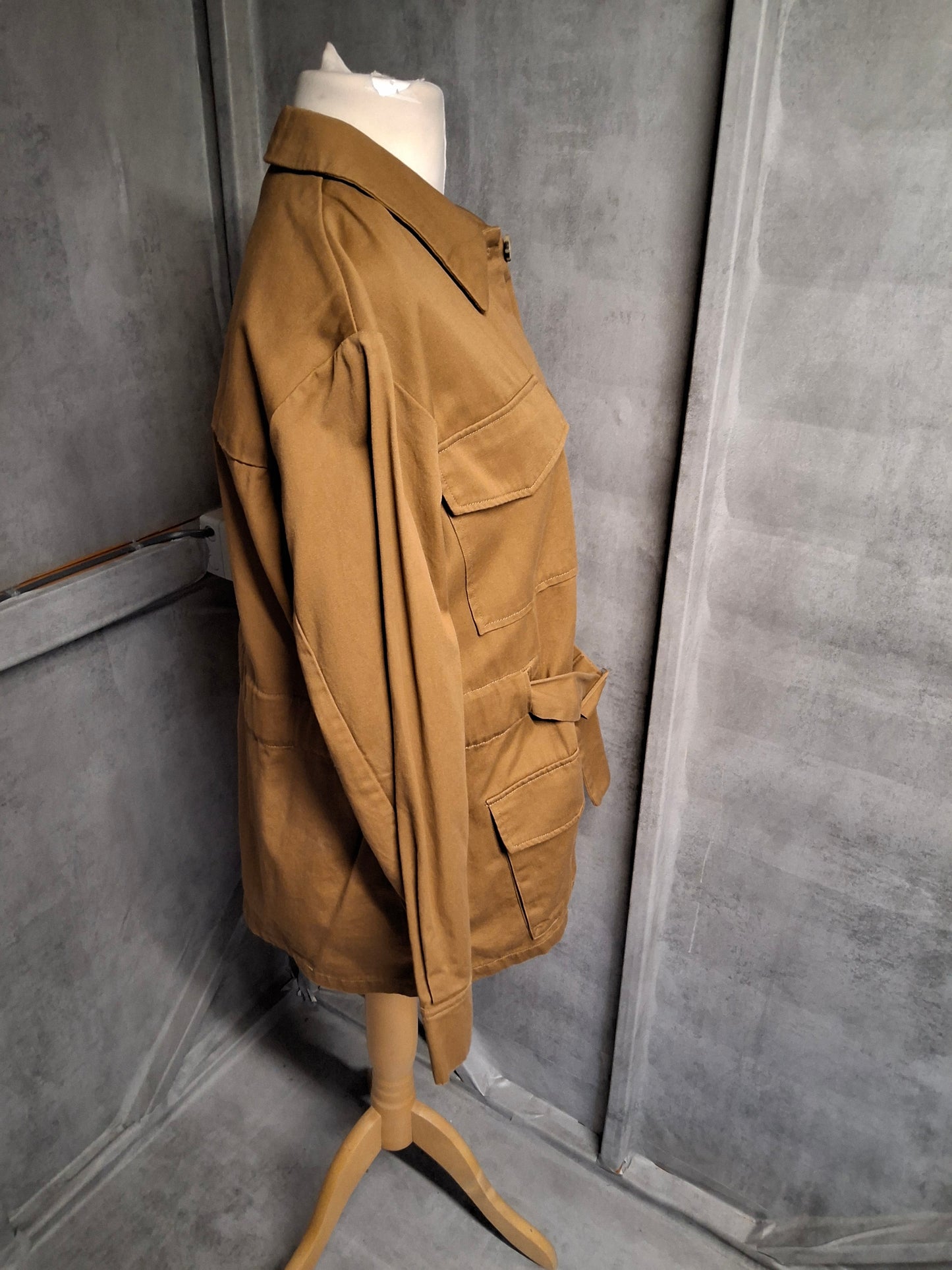 La Redoute Brown Cotton Belted Shacket – Size 12 – Timeless Layering