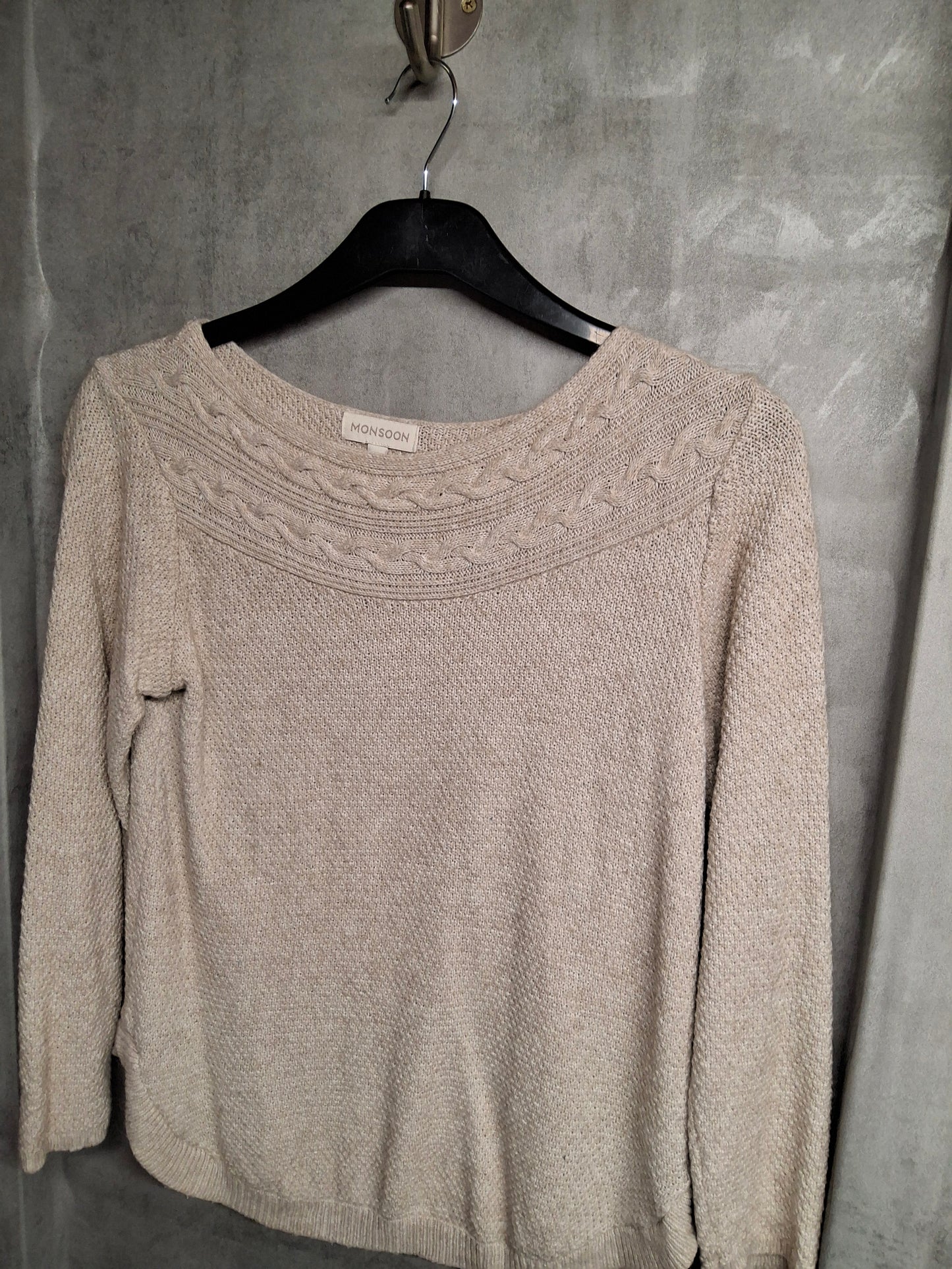 Monsoon Beige Relaxed Knit Jumper – Size Small (UK Size 8/10) – Soft & Cosy Everyday Layer ✨