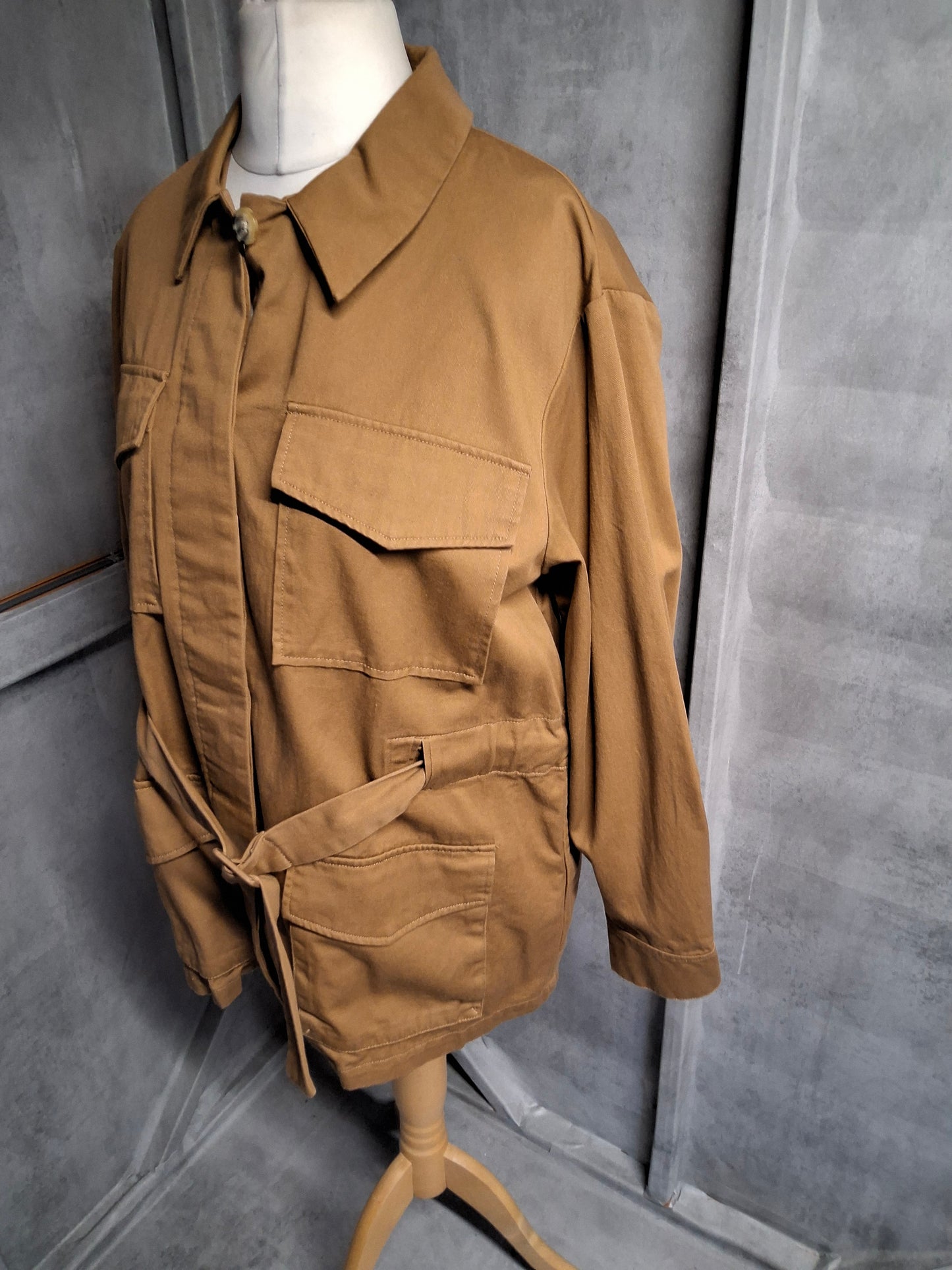 La Redoute Brown Cotton Belted Shacket – Size 12 – Timeless Layering