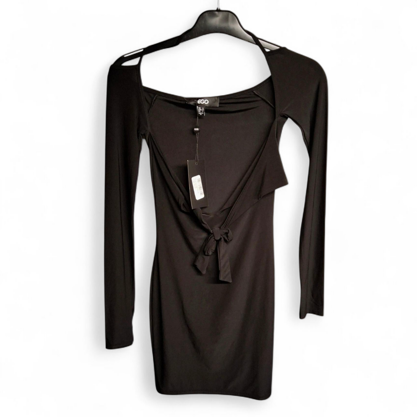EGO Black Cut-Out Tie Front Bodycon Mini Dress – Size 6 – NWT
