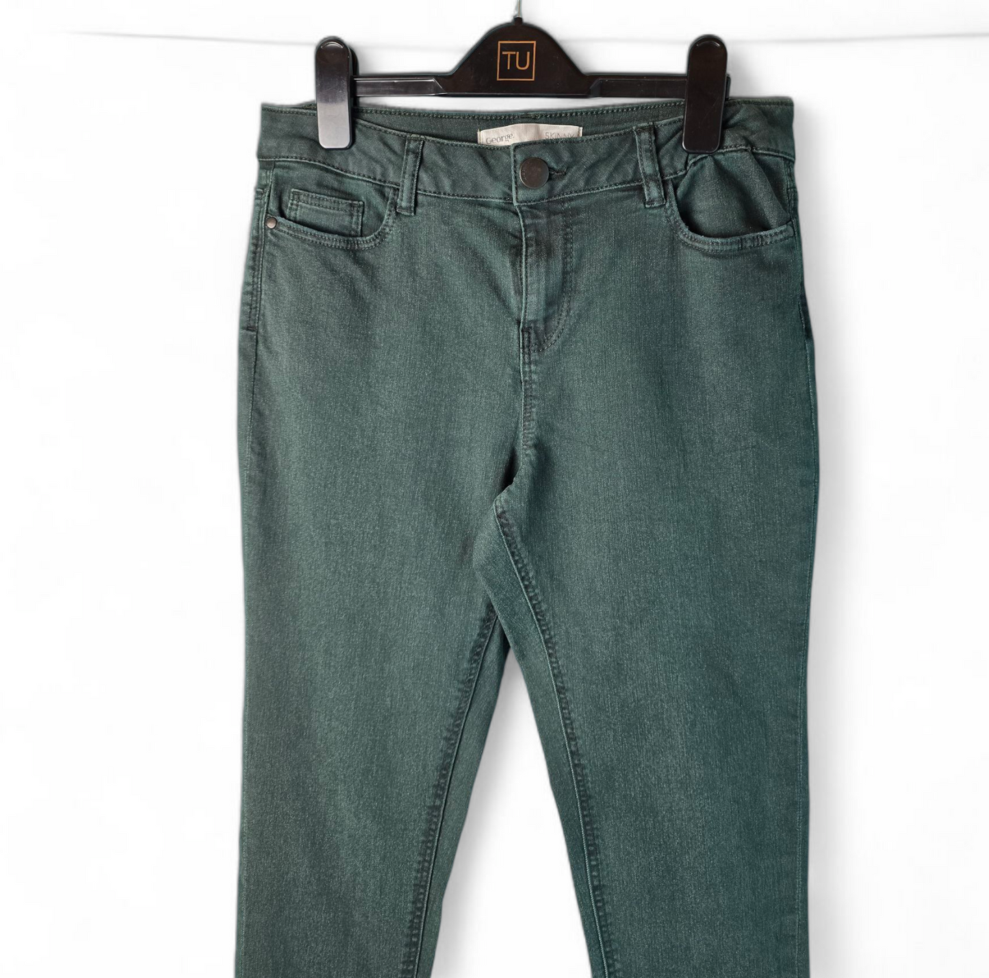 George Dark Green High Waisted Skinny Jeans | Size 10 | Flattering Fit
