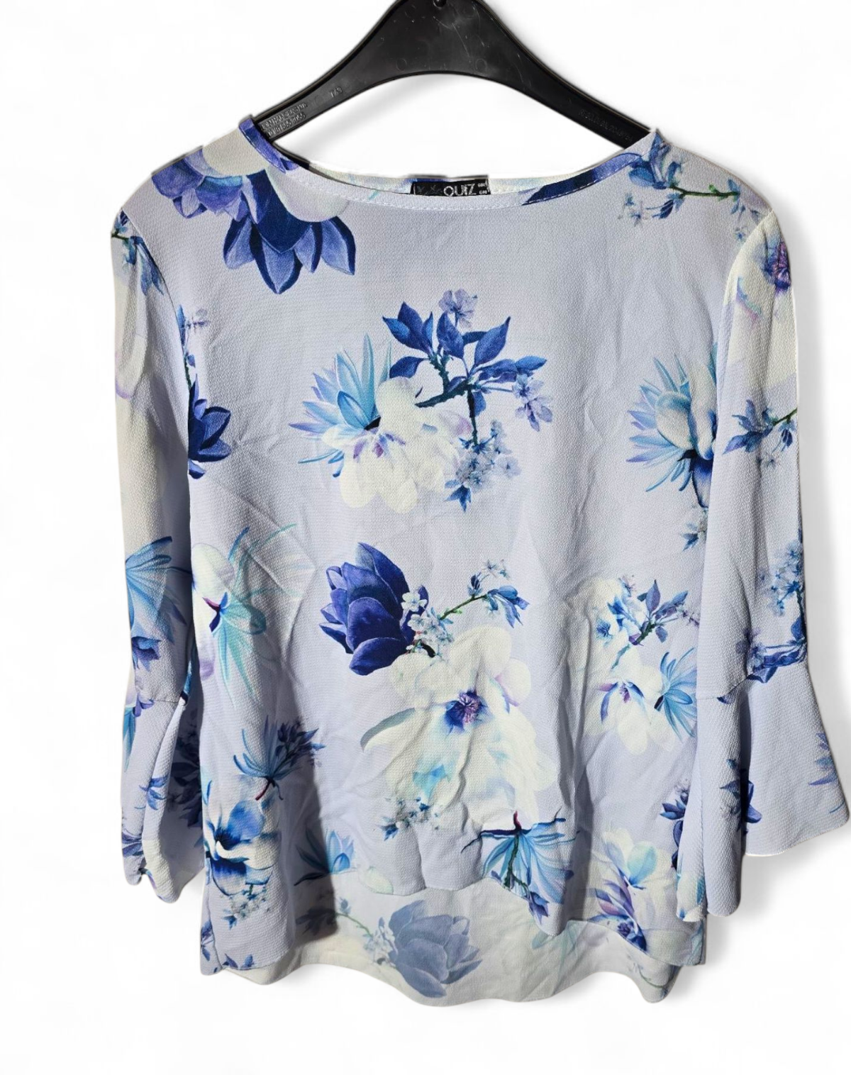 Quiz light blue floral 3/4 sleeve top size 12