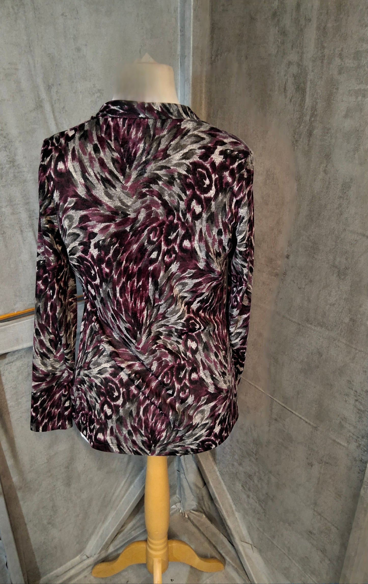 Mr Max Purple & Grey Waterfall Cardigan | Lightweight Sheer Look | XS size 8-10