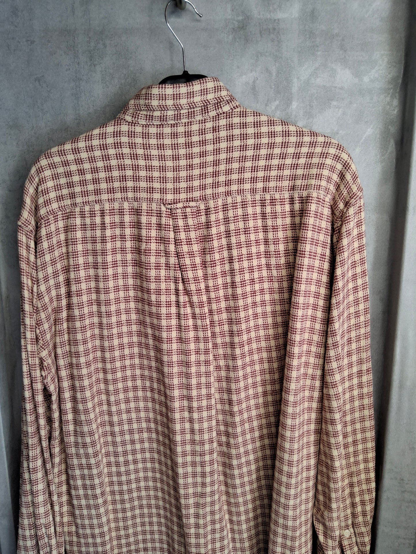 Men's Vintage 90s Nautica red & beige checked brushed cotton shirt L