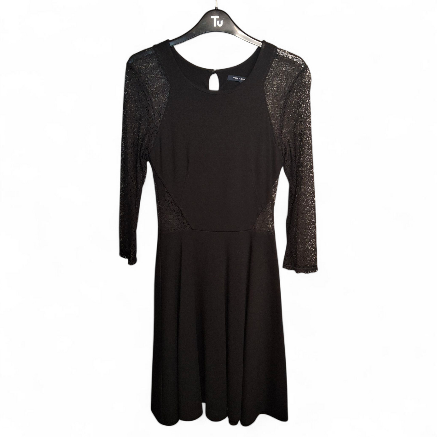 French Connection Black Lace Flared Dress β Size 10