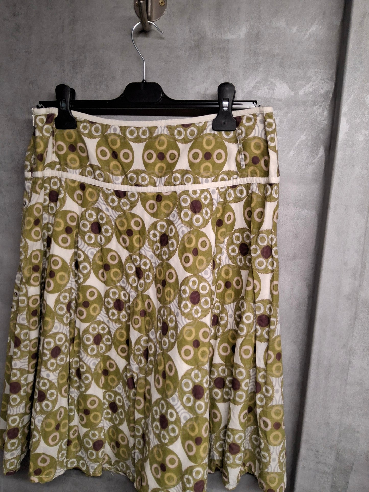 Matalan Light Green Flared Cotton Skirt β Size 10 β Circle Print & Lined