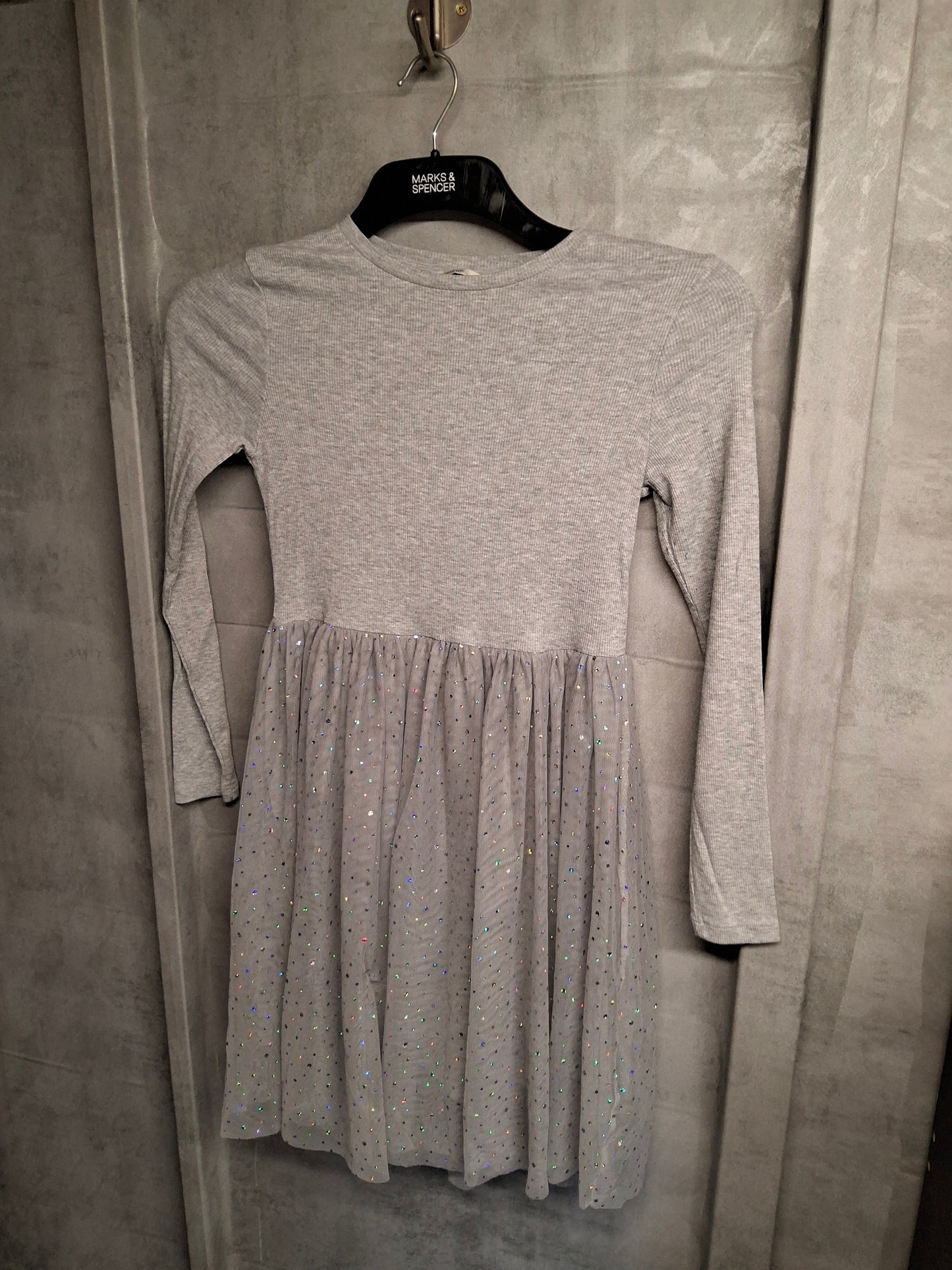 George Girls’ Grey Tulle Sequin Dress – Age 12–13 Years – Cotton & Polyester Party Outfit